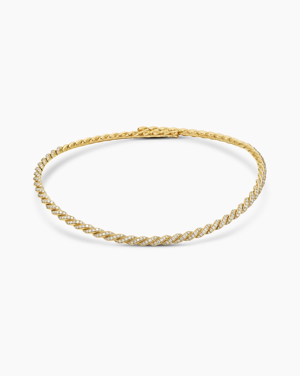 Womens Sculpted Cable Flex® Necklace in 18K Yellow Gold with Diamonds, 5mm
