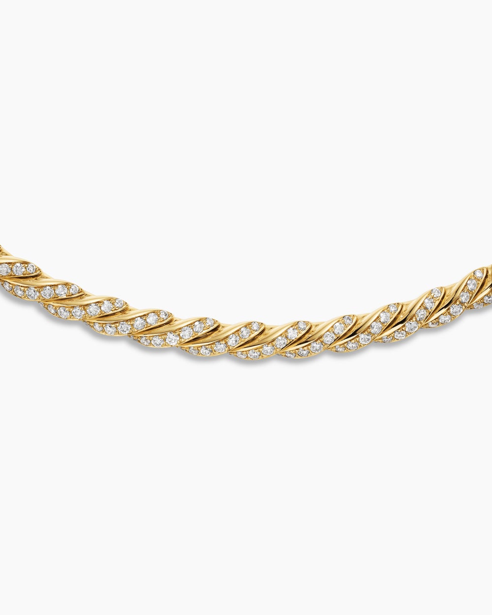 Womens Sculpted Cable Flex® Necklace in 18K Yellow Gold with Diamonds, 5mm