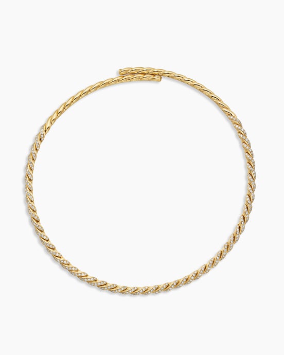 Sculpted Cable Flex® Necklace in 18K Yellow Gold with Diamonds, 5mm