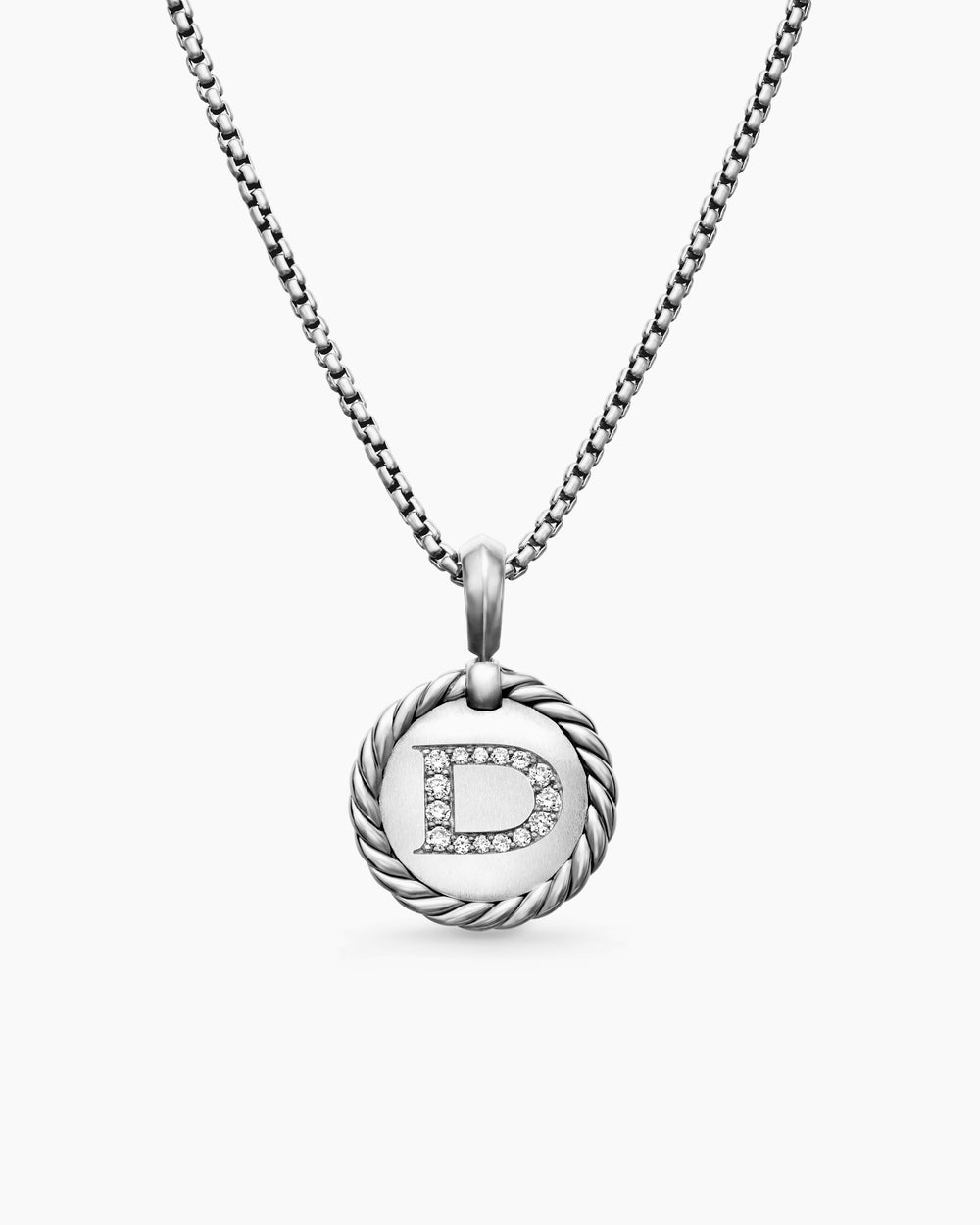 Collier avec breloque à initiale en argent sterling avec D en diamants pour femmes