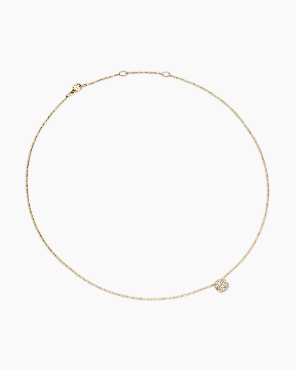 Womens Cushion Pendant Necklace in 18K Yellow Gold with Diamonds, 8mm