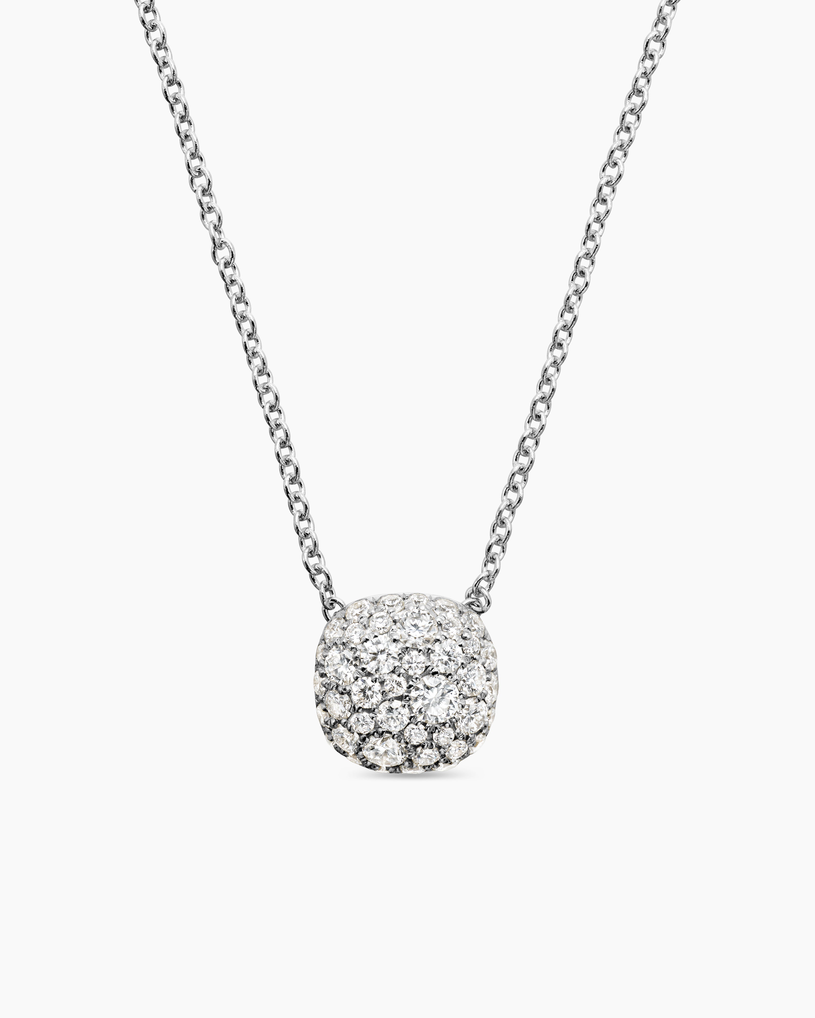 Collier pendentif coussin en or blanc 18 carats avec diamants, 8 mm femme 
