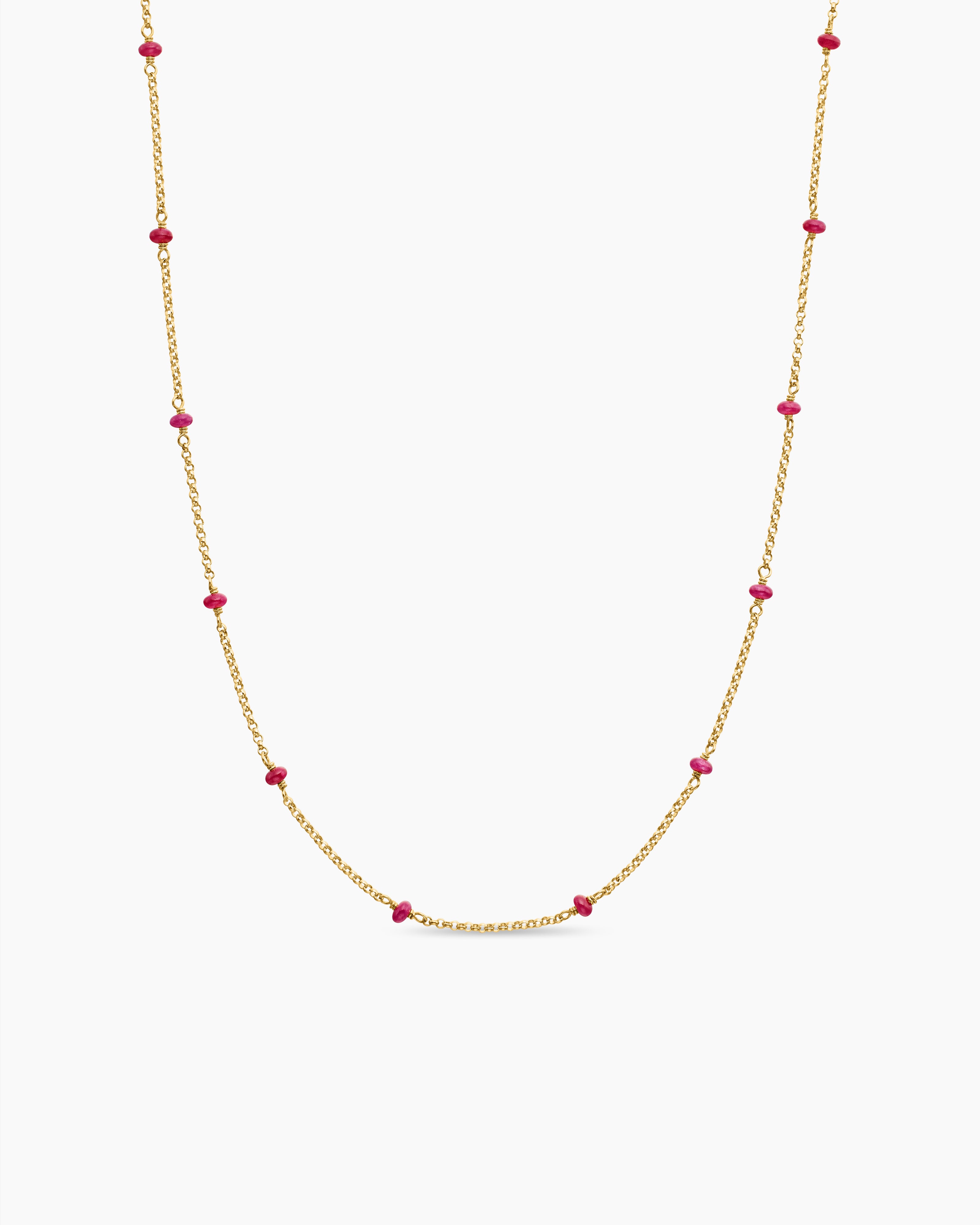 Womens Cable Collectibles Bead and Chain Necklace in 18K Yellow Gold, 3.5mm