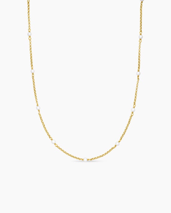 Cable Collectibles Bead and Chain Necklace in 18K Yellow Gold, 3.5mm