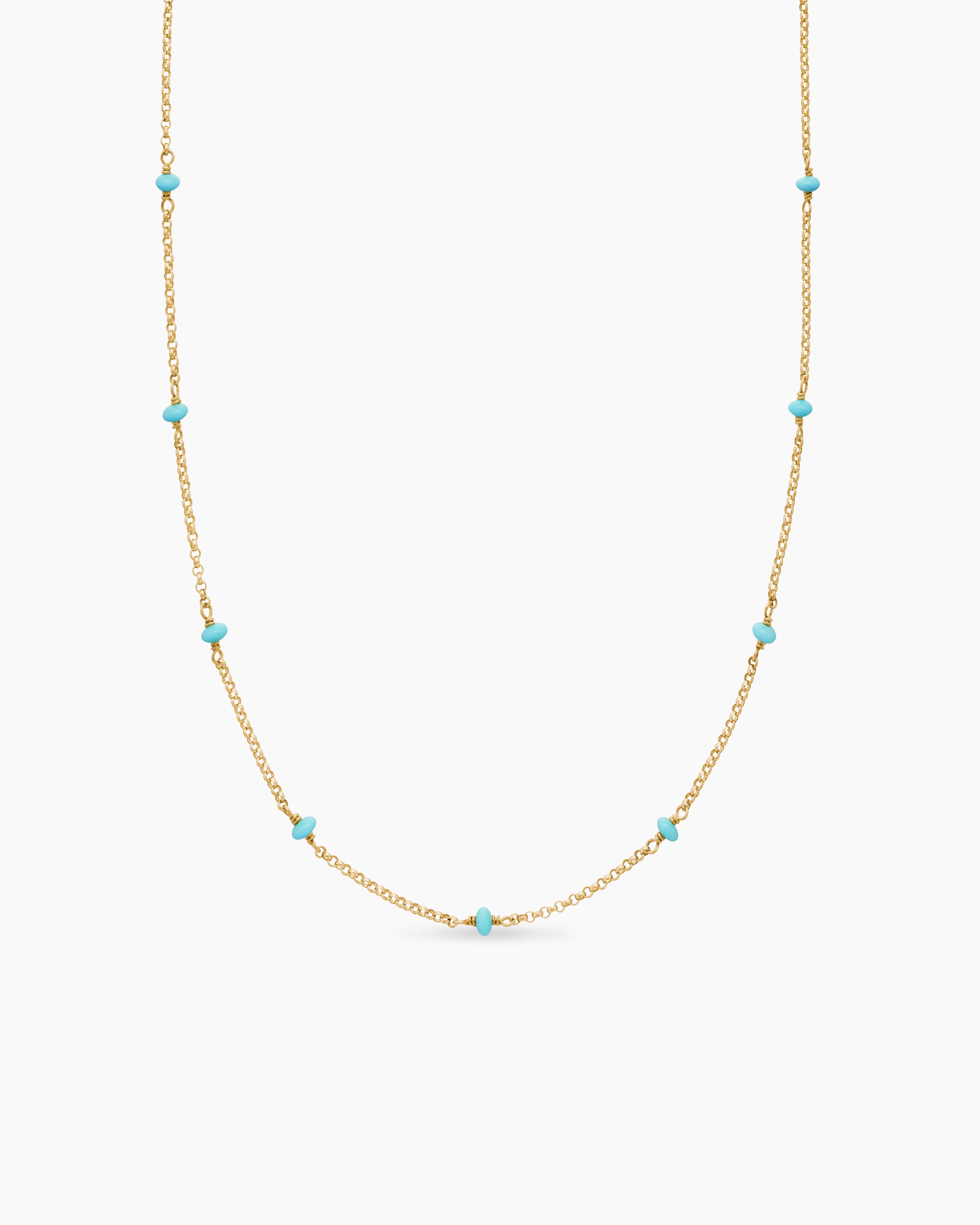 Womens Cable Collectibles Bead and Chain Necklace in 18K Yellow Gold, 3.5mm