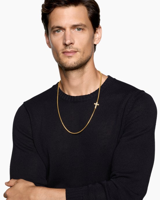 Cross Station Necklace in 18K Yellow Gold, 3.4mm