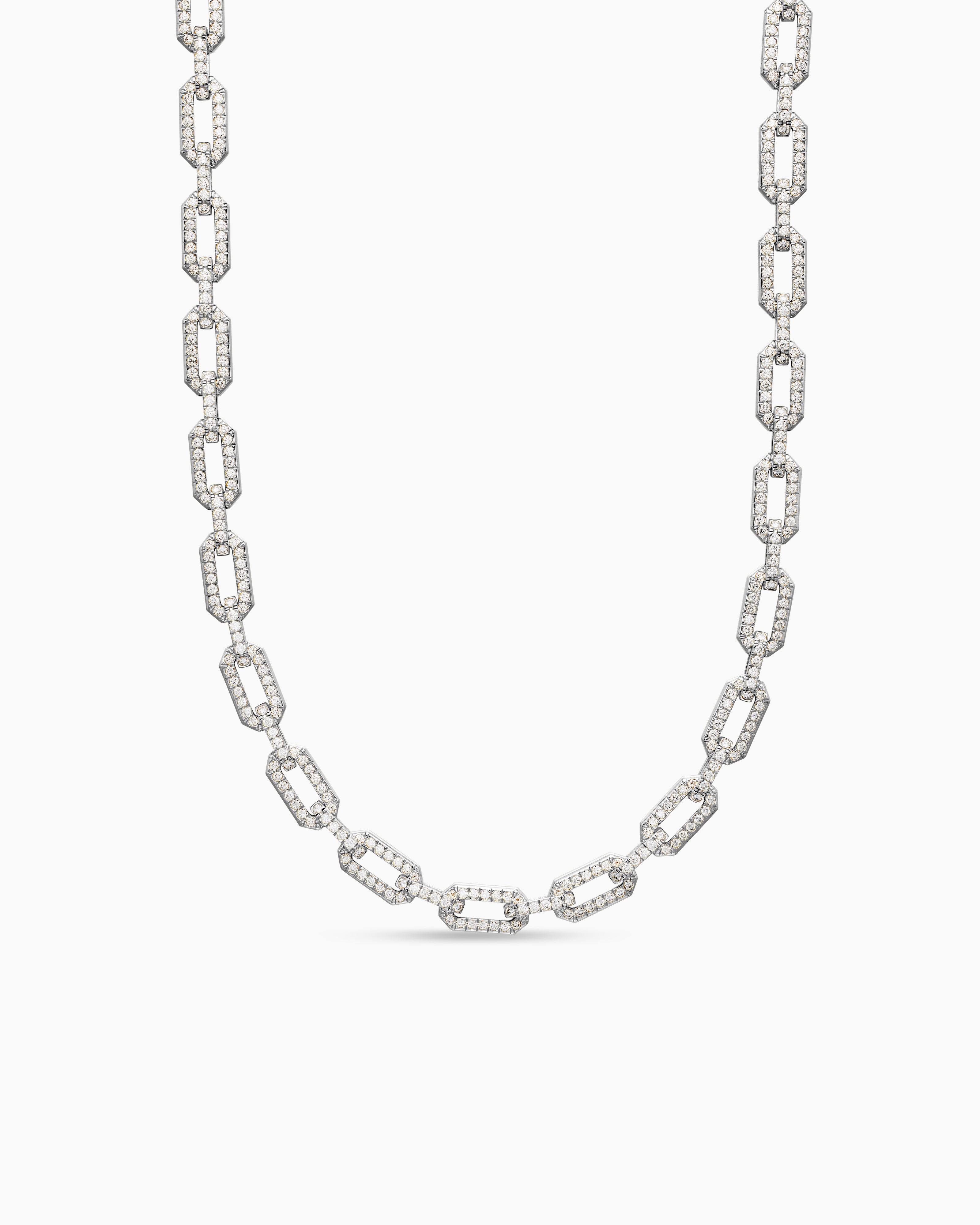 Womens Pav&eacute; Chain Necklace in 18K White Gold, 7mm