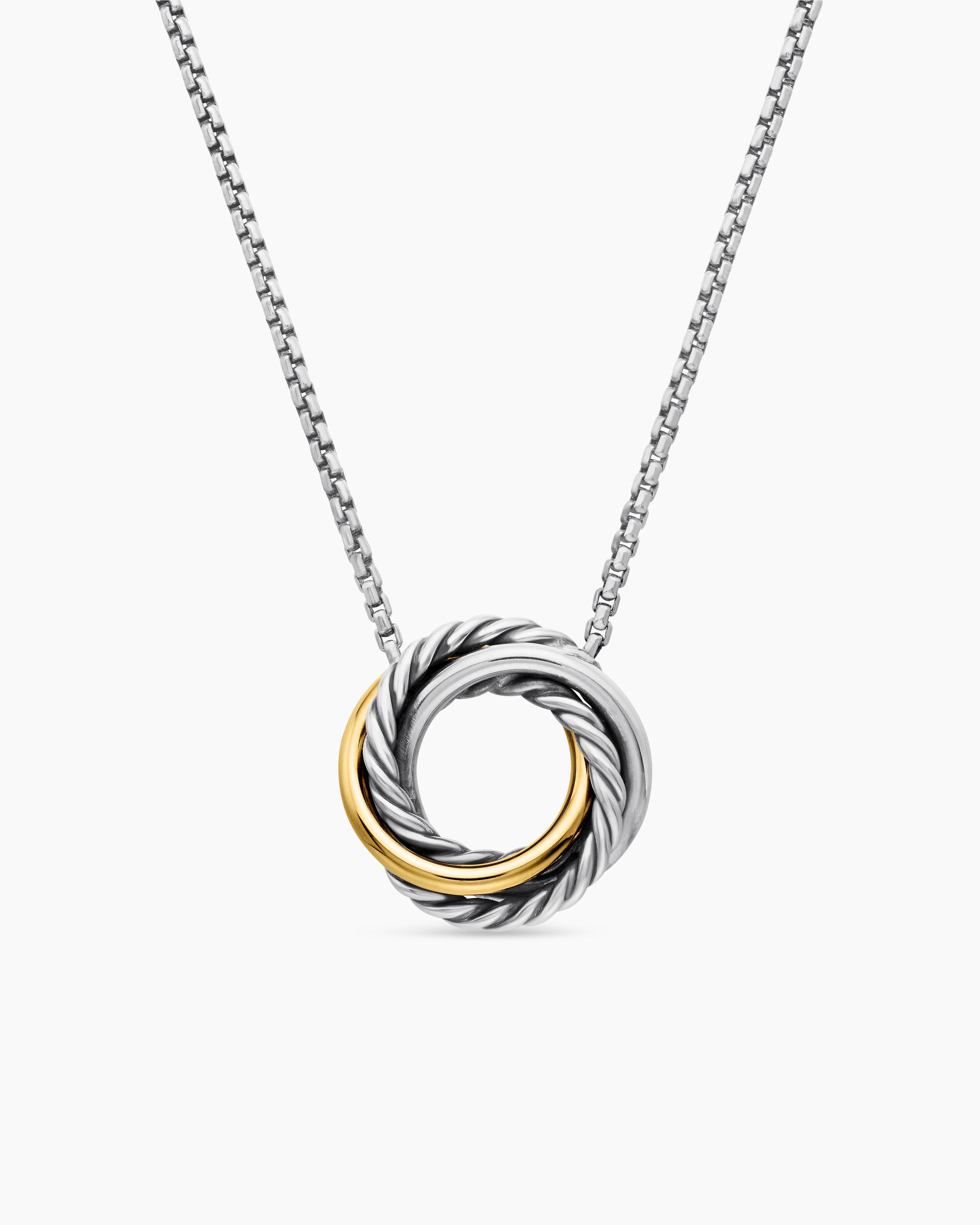 Collier pendentif Crossover en argent massif avec or jaune 18 carats, 14,5 mm femme 