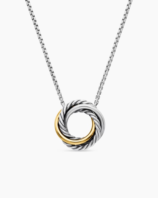 Collier pendentif Crossover en argent massif avec or jaune 18 carats, 14,5 mm
