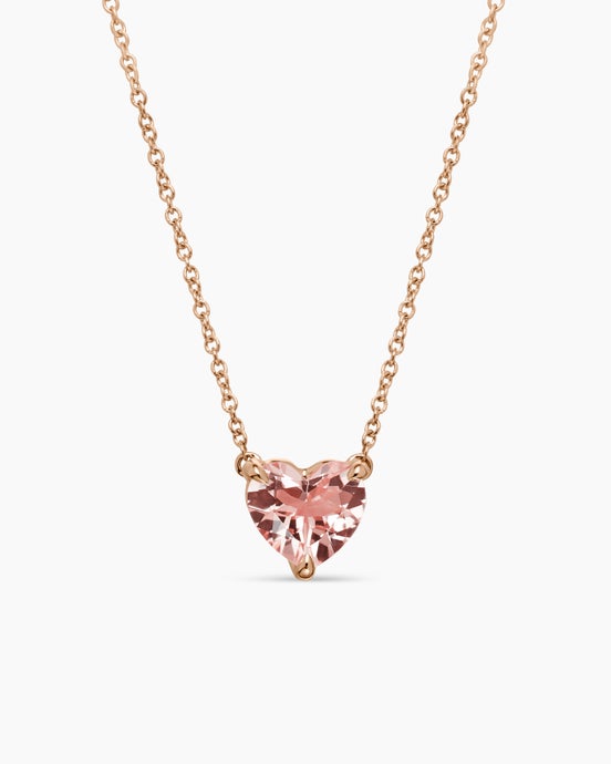 Chatelaine Heart Pendant Necklace in 18K Rose Gold, 8mm