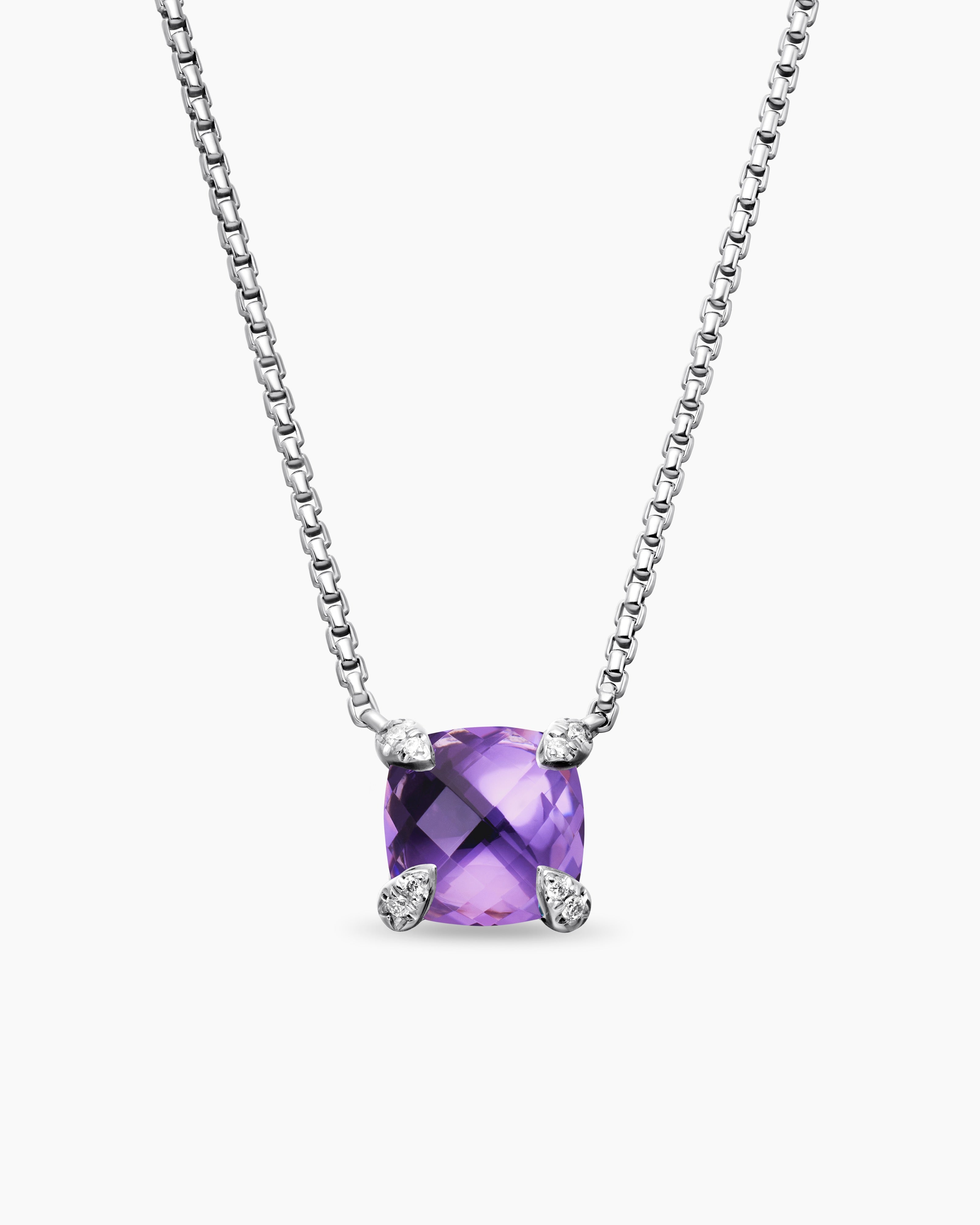 Collier avec pendentif Petite Chatelaine&reg; en argent sterling avec am&eacute;thyste et diamants, 9 mm femmes 