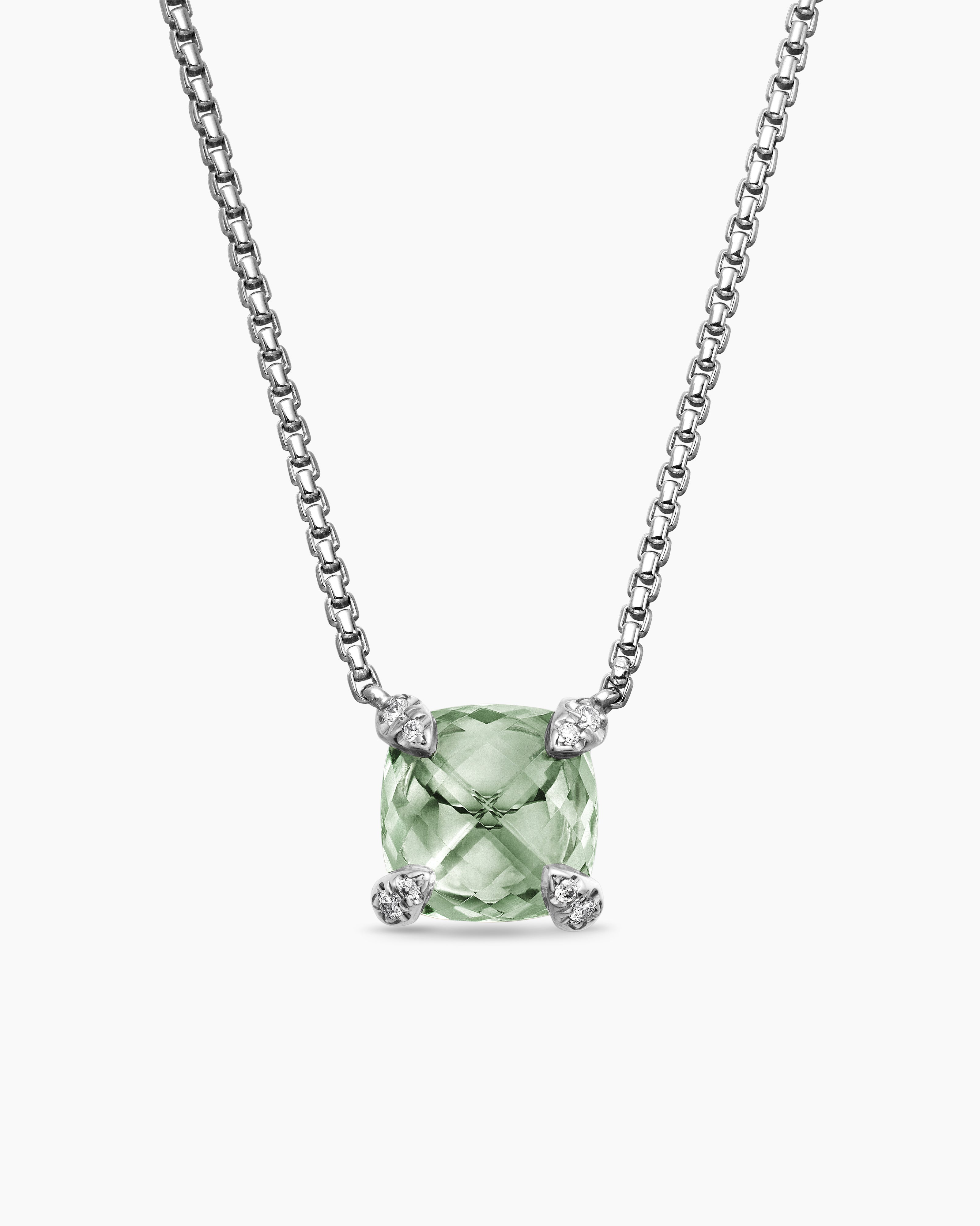 Collier avec pendentif Petite Chatelaine&reg; en argent sterling avec prasiolite et diamants, 9 mm femmes 