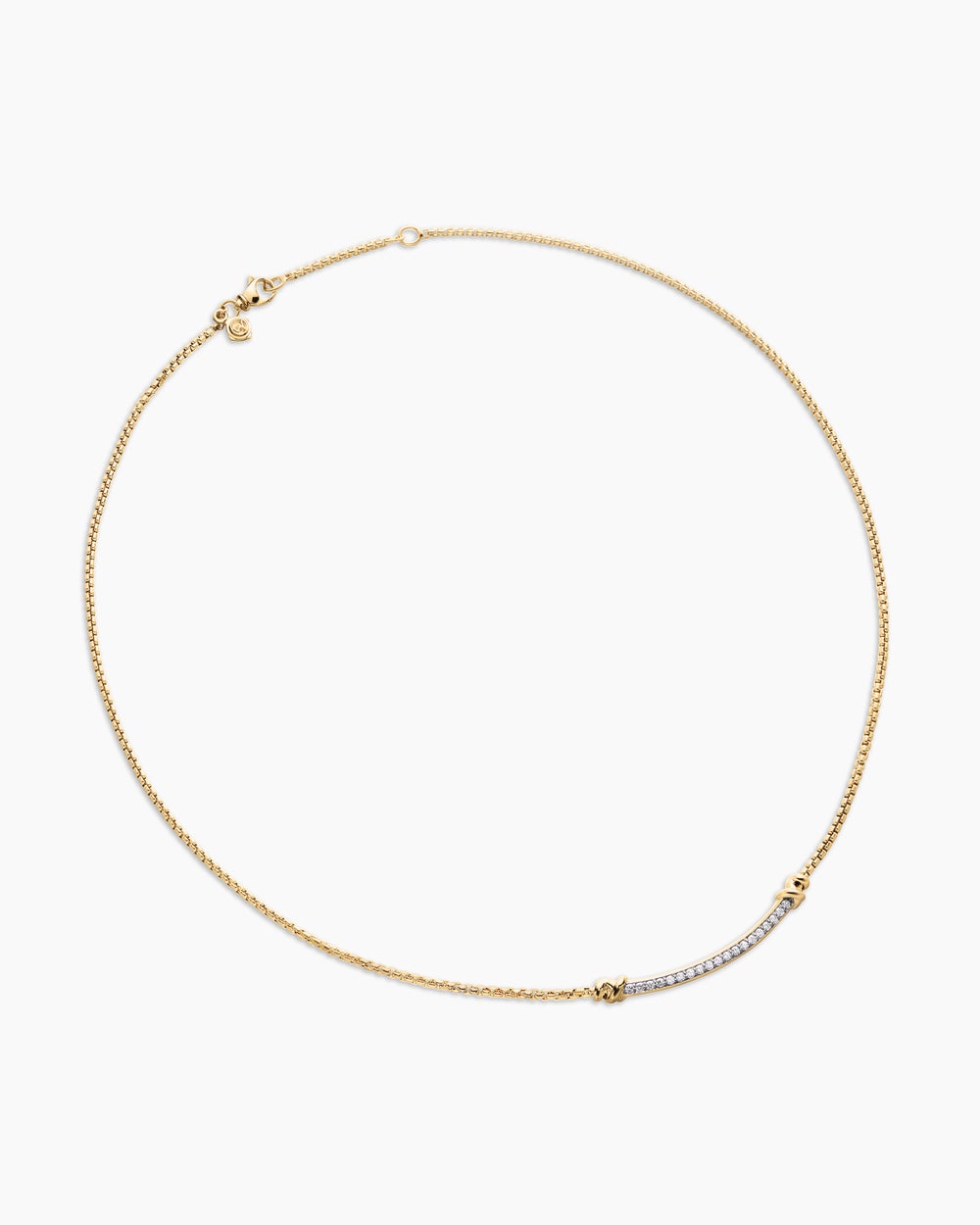 Womens Petite Helena Wrap Station Necklace in 18K Yellow Gold with Diamonds, 29mm