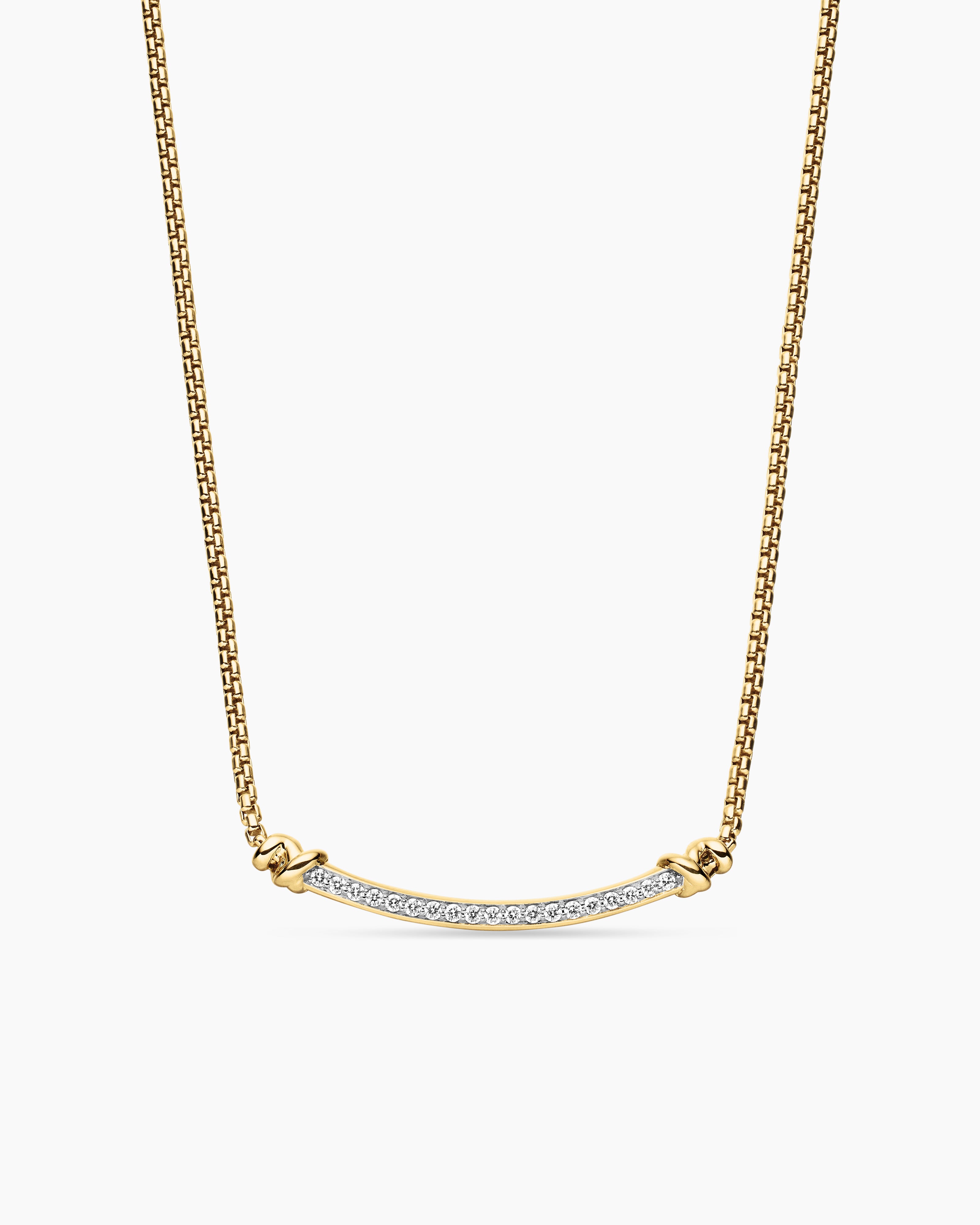 Womens Petite Helena Wrap Station Necklace in 18K Yellow Gold with Diamonds, 29mm