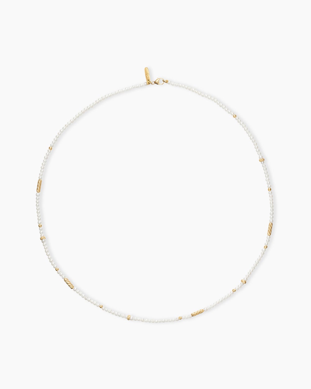 Womens Color Bead Necklace in 18K Yellow Gold with Pearls, 4mm