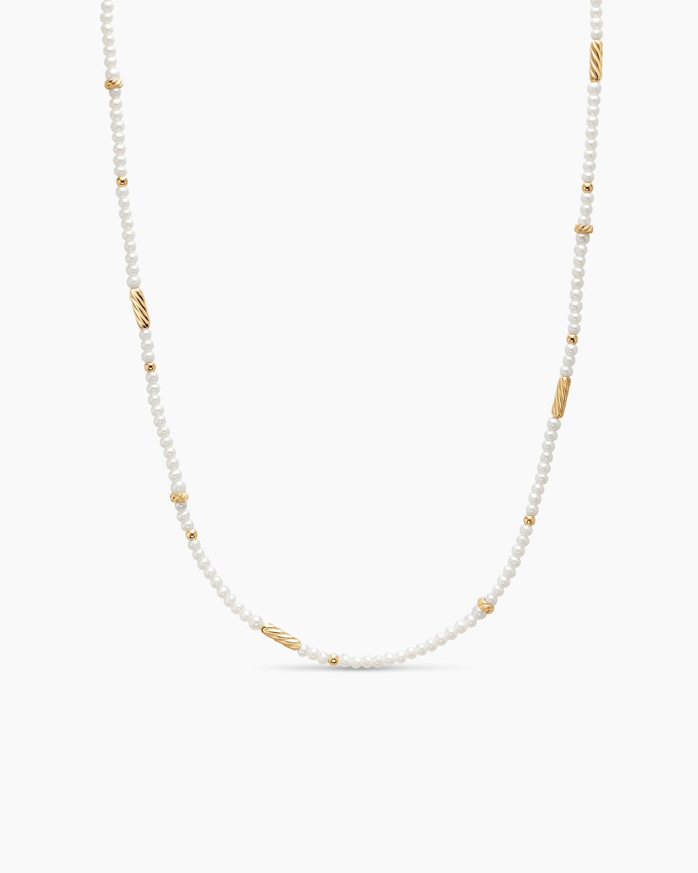 Womens Color Bead Necklace in 18K Yellow Gold with Pearls, 4mm