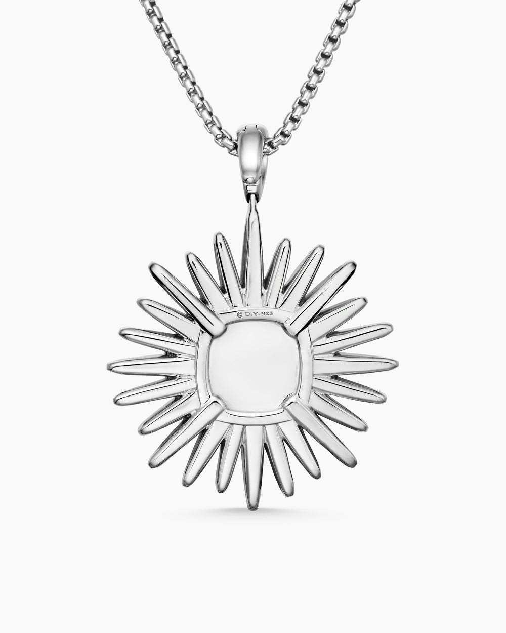 Womens Starburst Pendant in Sterling Silver with Diamonds, 32mm