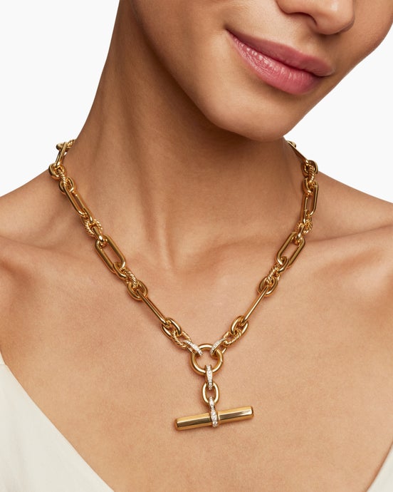 Lexington Chain Necklace in 18K Yellow Gold with Pavé Diamonds