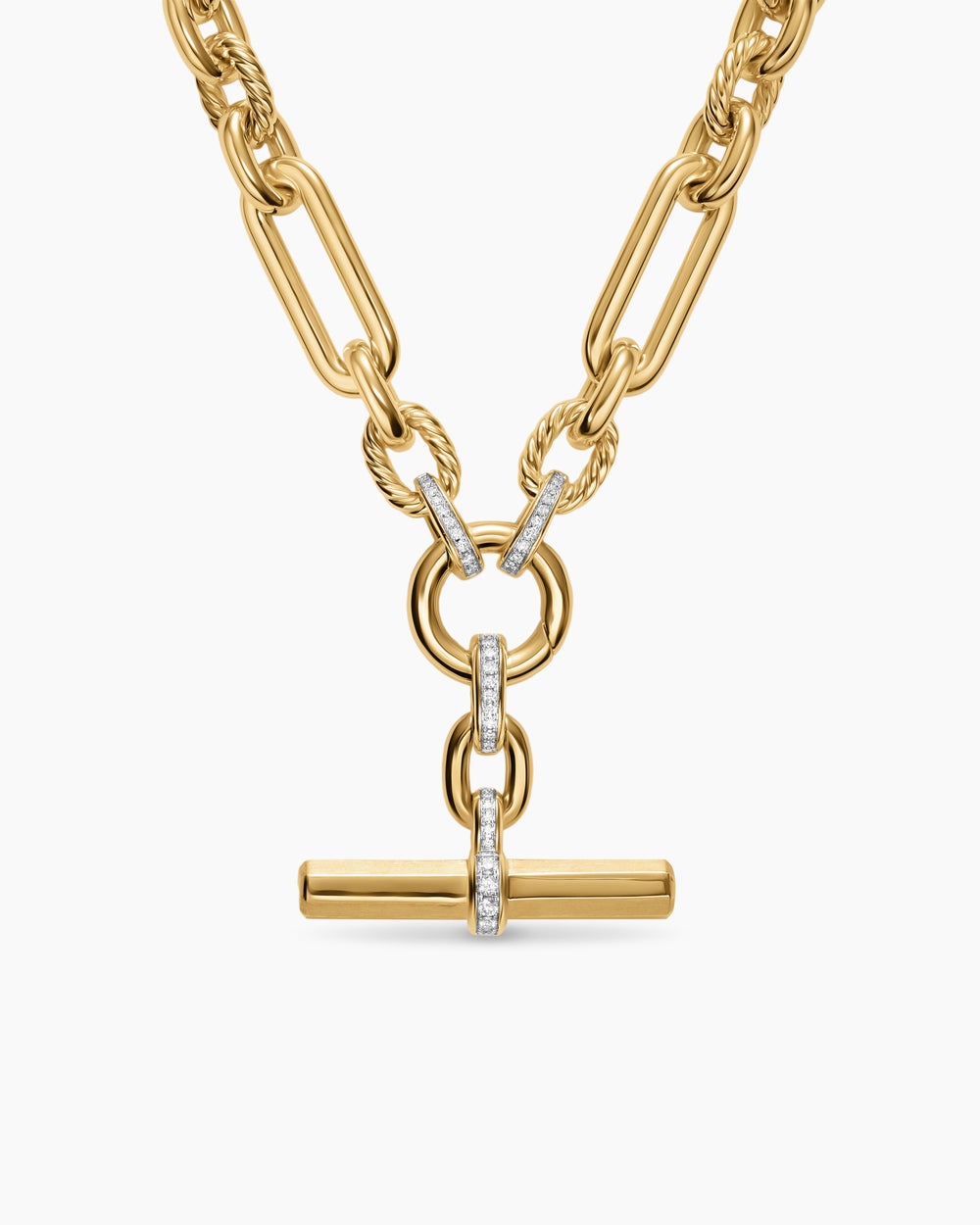 Womens Lexington Chain Necklace in 18K Yellow Gold with Diamonds, 9.8mm