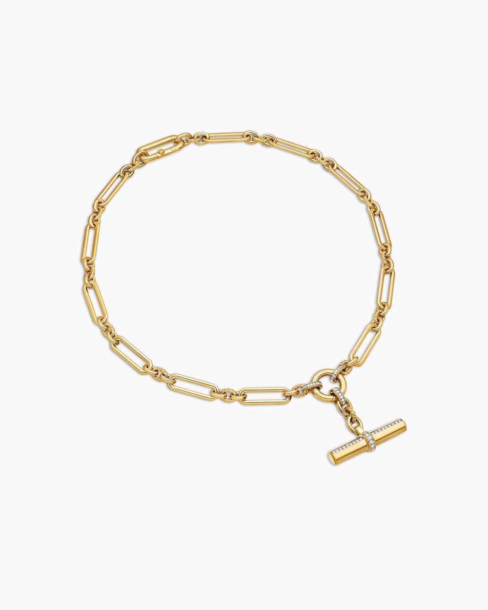 Womens Lexington E/W Chain Necklace in 18K Yellow Gold with Diamonds, 6.5mm