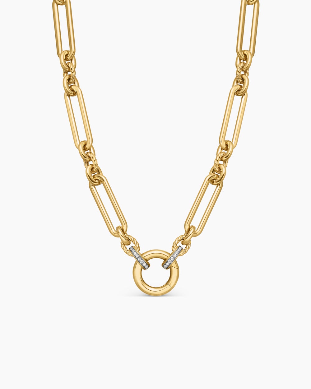 Womens Lexington E/W Chain Necklace in 18K Yellow Gold with Diamonds, 6.5mm