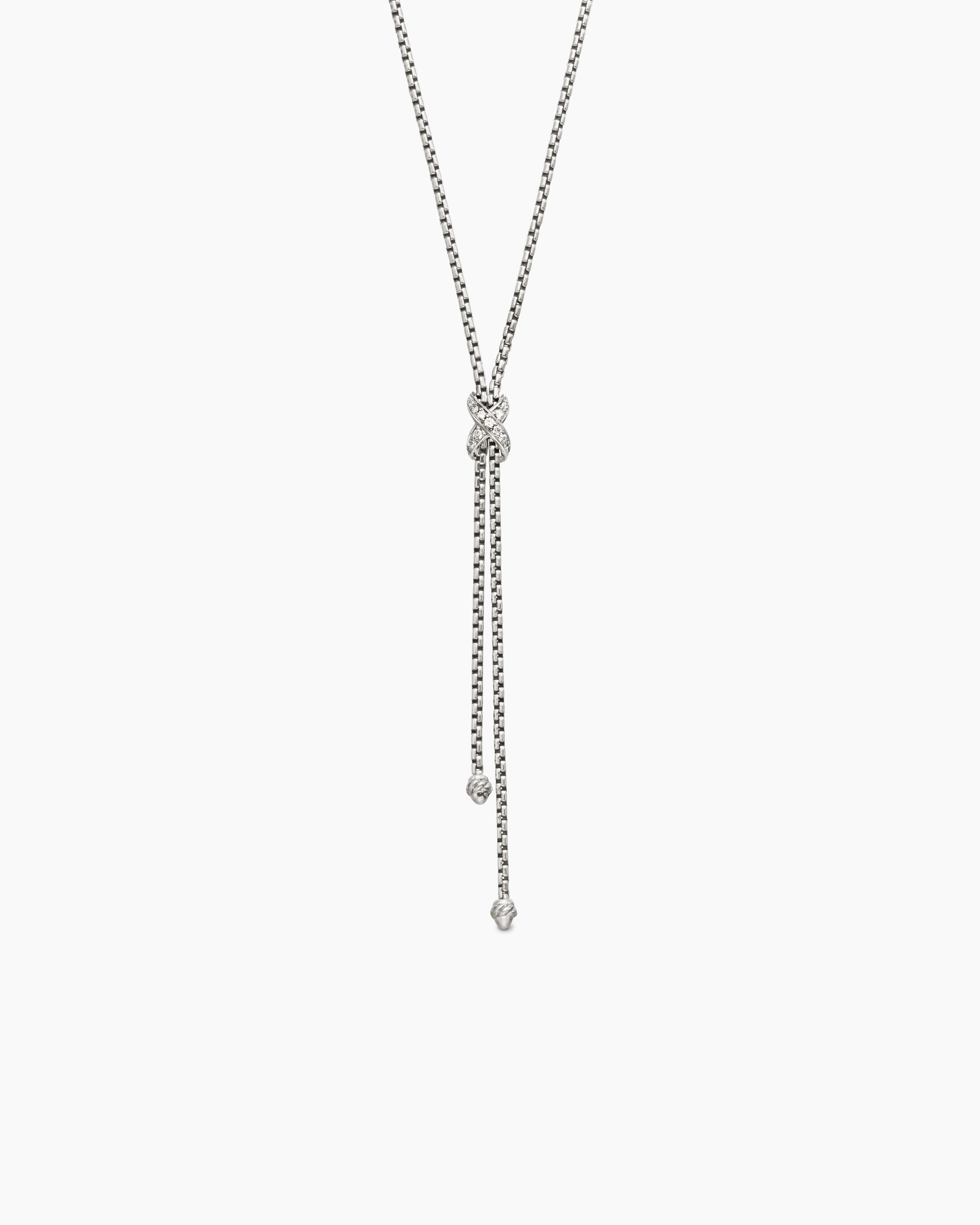 Collier lasso Petite X en argent sterling avec diamants femmes 