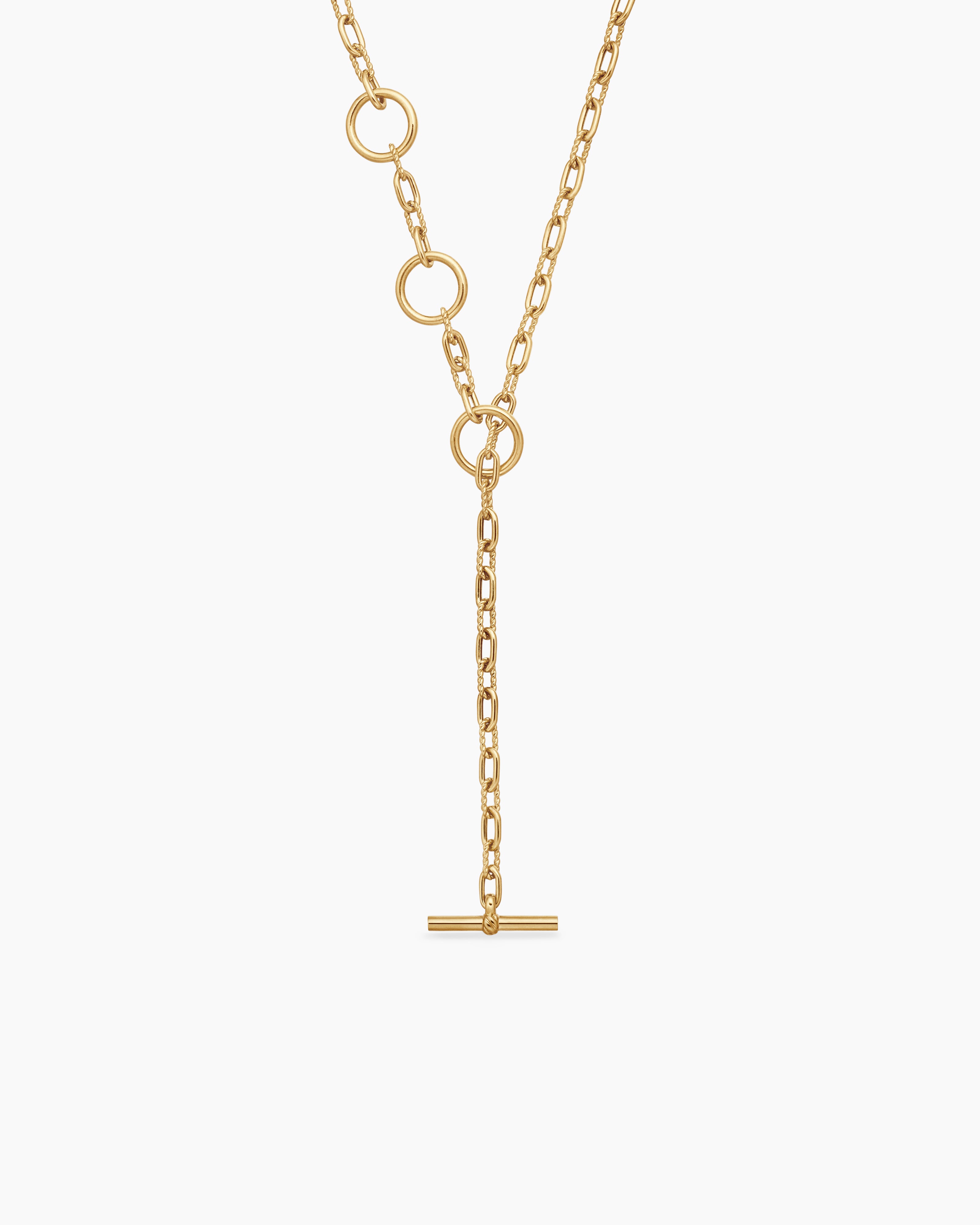 Womens DY Madison&reg; Three Ring Chain Necklace in 18K Yellow Gold, 3mm