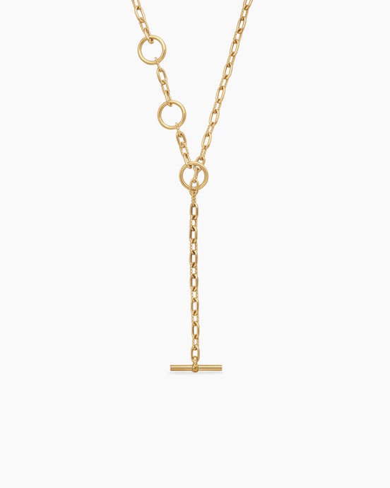 Collier chaîne à trois anneaux DY Madison® en or jaune 18 carats avec diamants, 3 mm