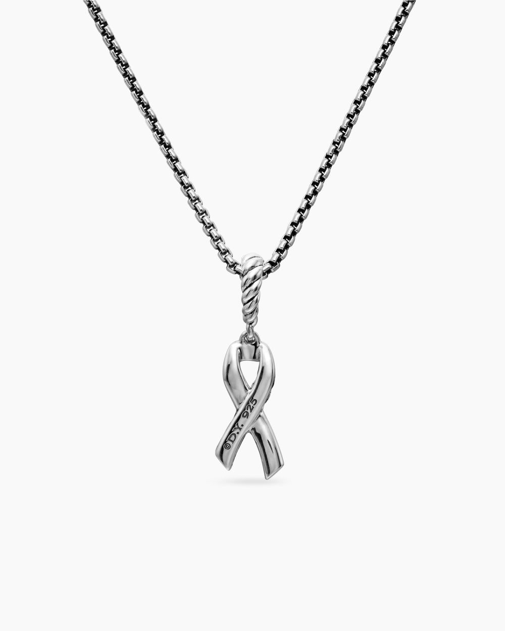 Womens Cable Collectibles® Ribbon Necklace in Sterling Silver with Pink Enamel, 24.4mm