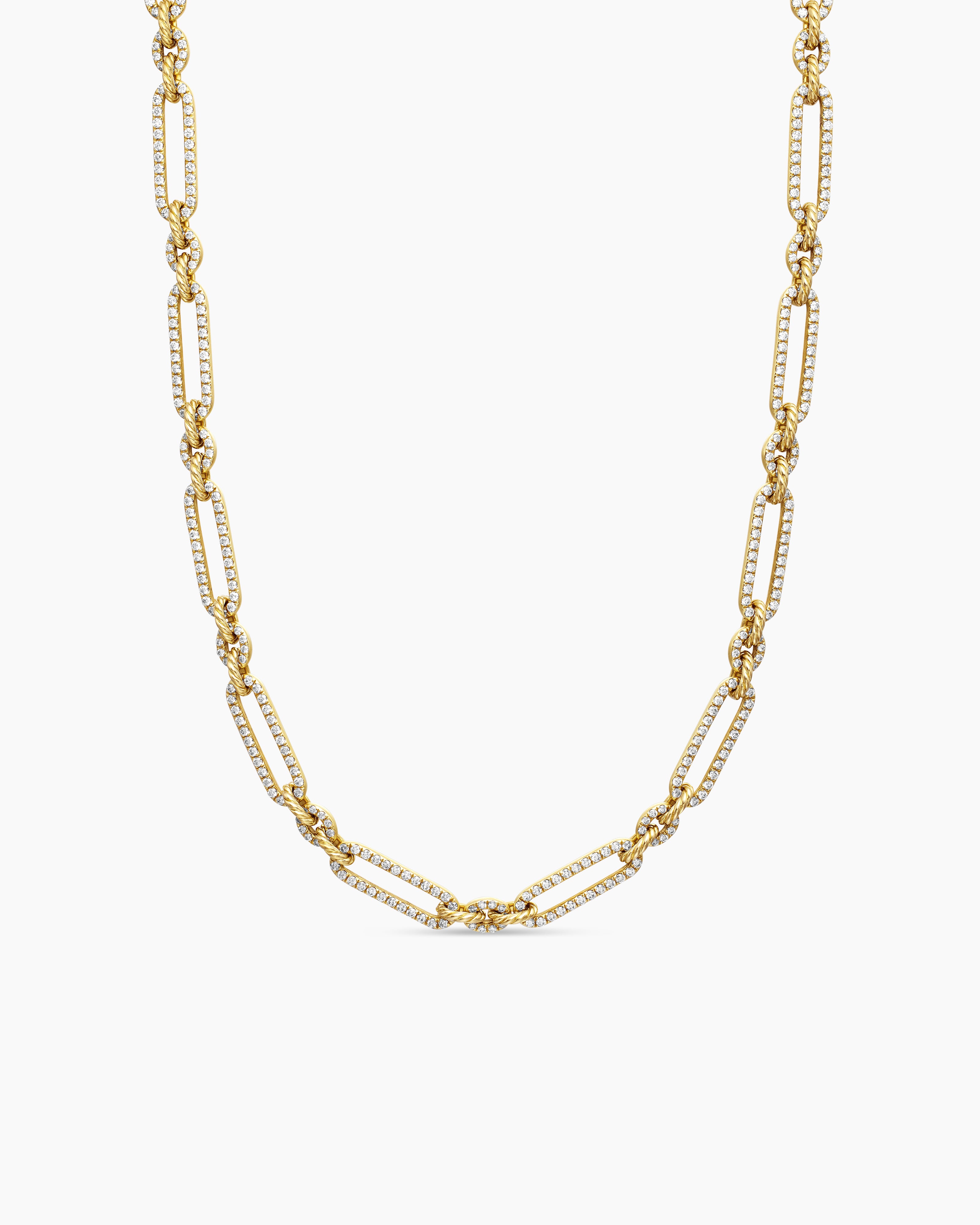 Womens Lexington Chain Necklace in 18K Yellow Gold with Diamonds, 6.5mm