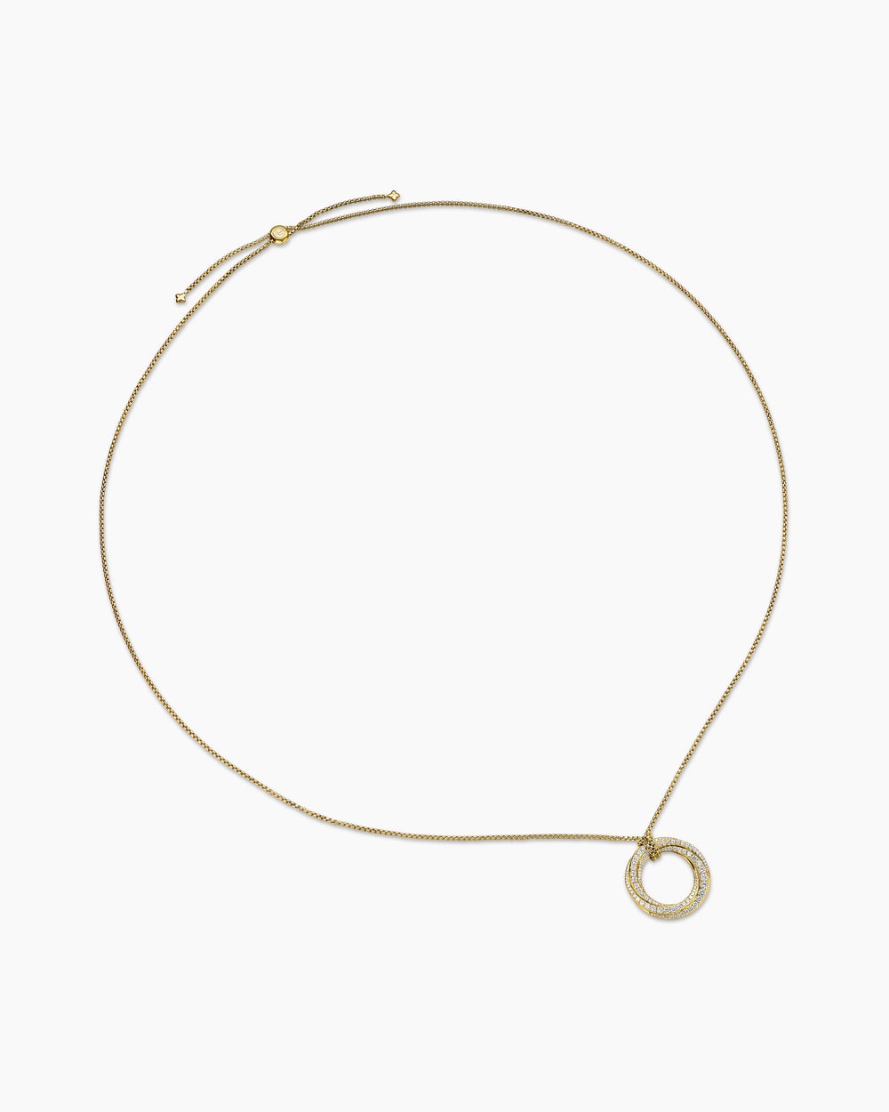 Womens Pavé Crossover Pendant Necklace in 18K Yellow Gold with Diamonds, 30mm
