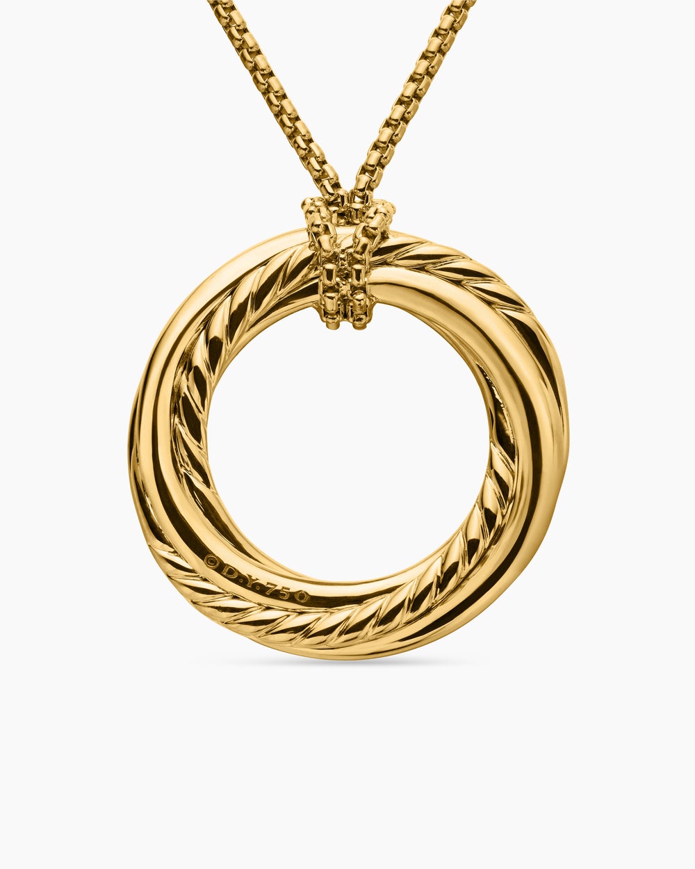 Womens Pavé Crossover Pendant Necklace in 18K Yellow Gold with Diamonds, 30mm
