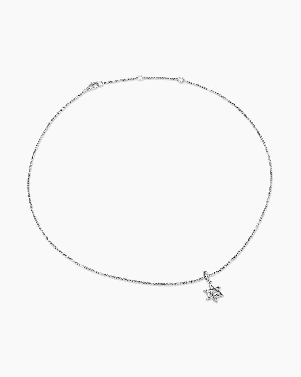 Womens Star of David Pendant Necklace in Sterling Silver with Diamonds, 12mm