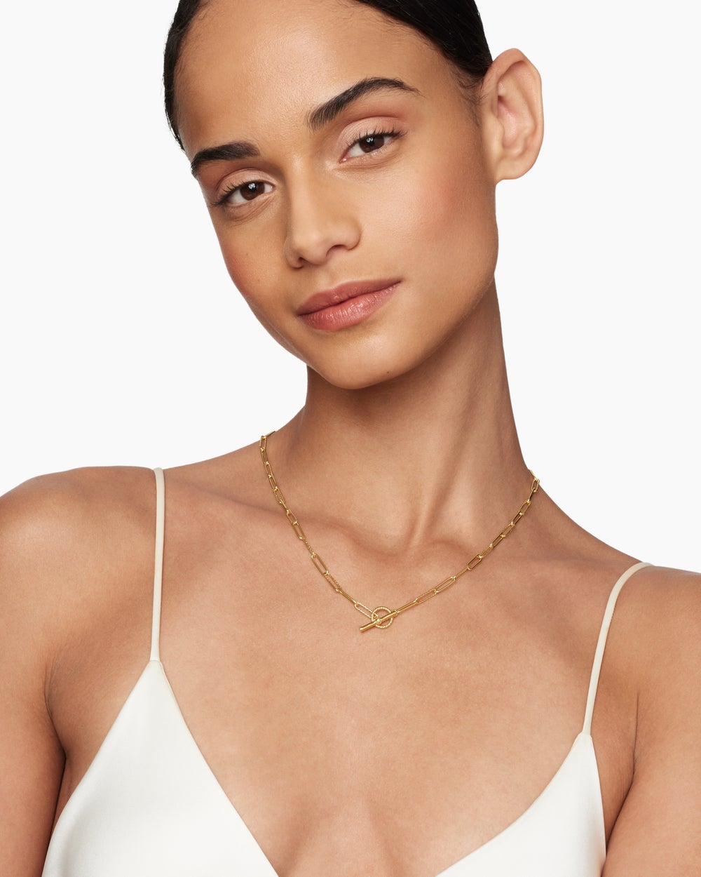 Collier chaîne allongé DY Madison en or jaune 18 carats, 3,5 mm femmes