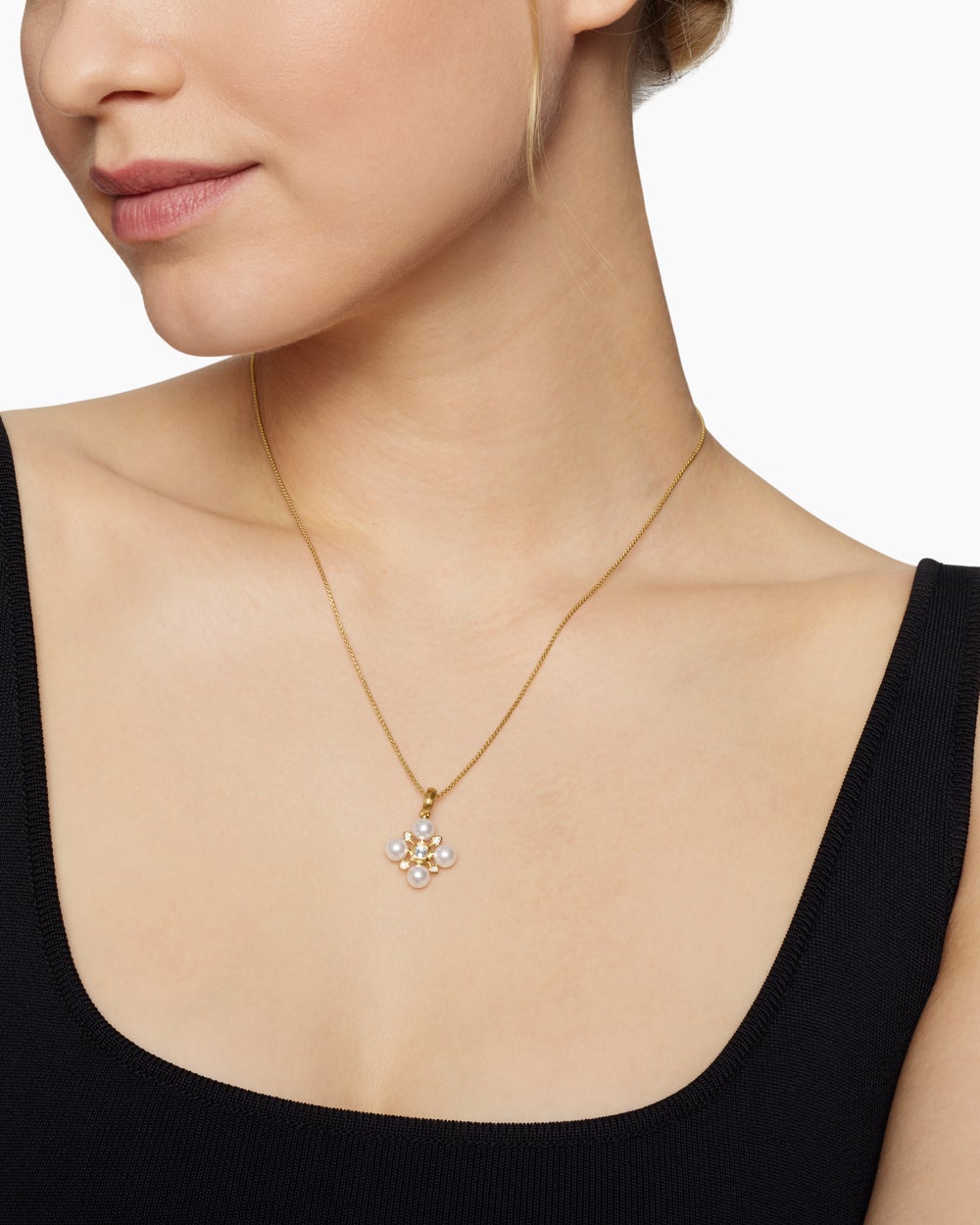 Collier de perles Renaissance® en or jaune 18 carats avec perles et diamants, 20 mm pour femmes