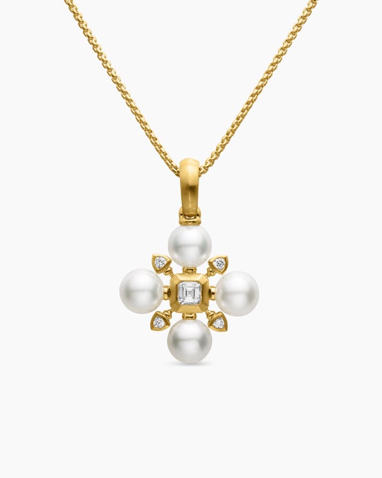 Renaissance® Pearl Necklace in 18K Yellow with Diamonds