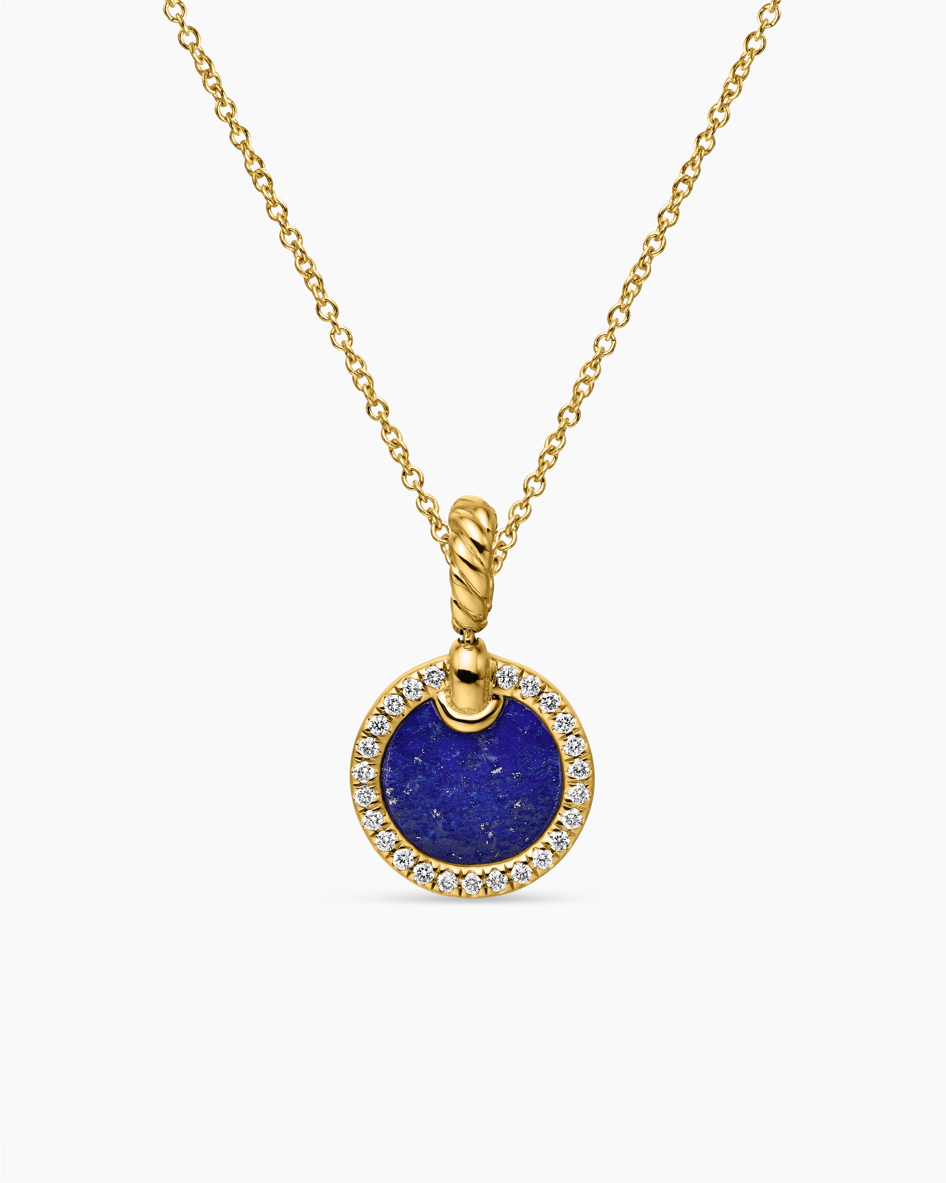 Collier pendentif Petite DY Elements&reg; en or jaune 18 carats avec lapis-lazuli et diamants, 17,8 mm femme 