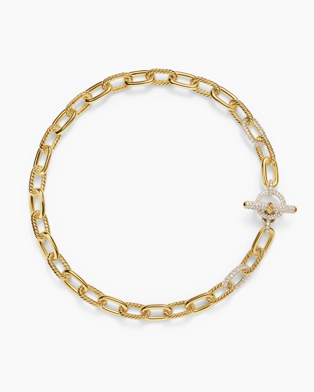 Womens DY Madison Toggle Chain Necklace in 18K Yellow Gold with Diamond Links, 11mm