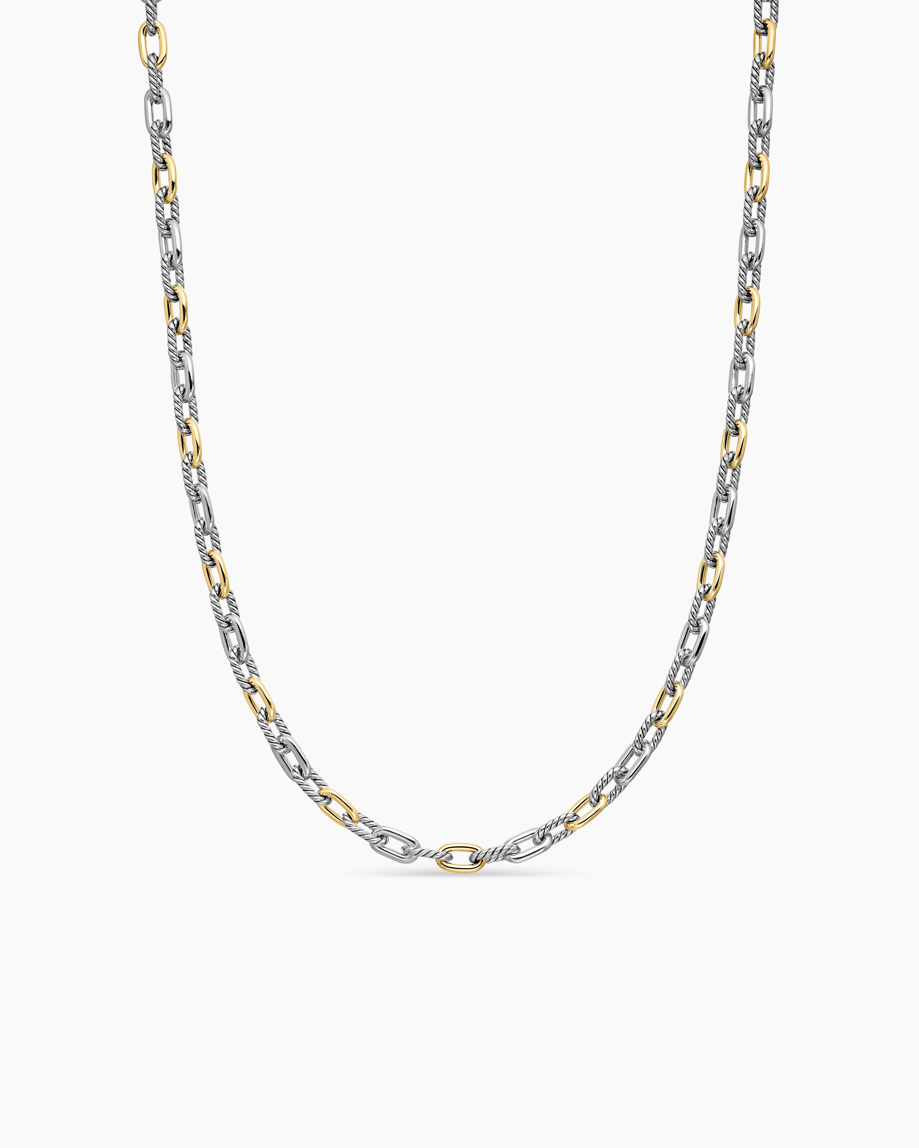 Womens DY Madison Chain Necklace in Sterling Silver with 18K Yellow Gold, 5.5mm