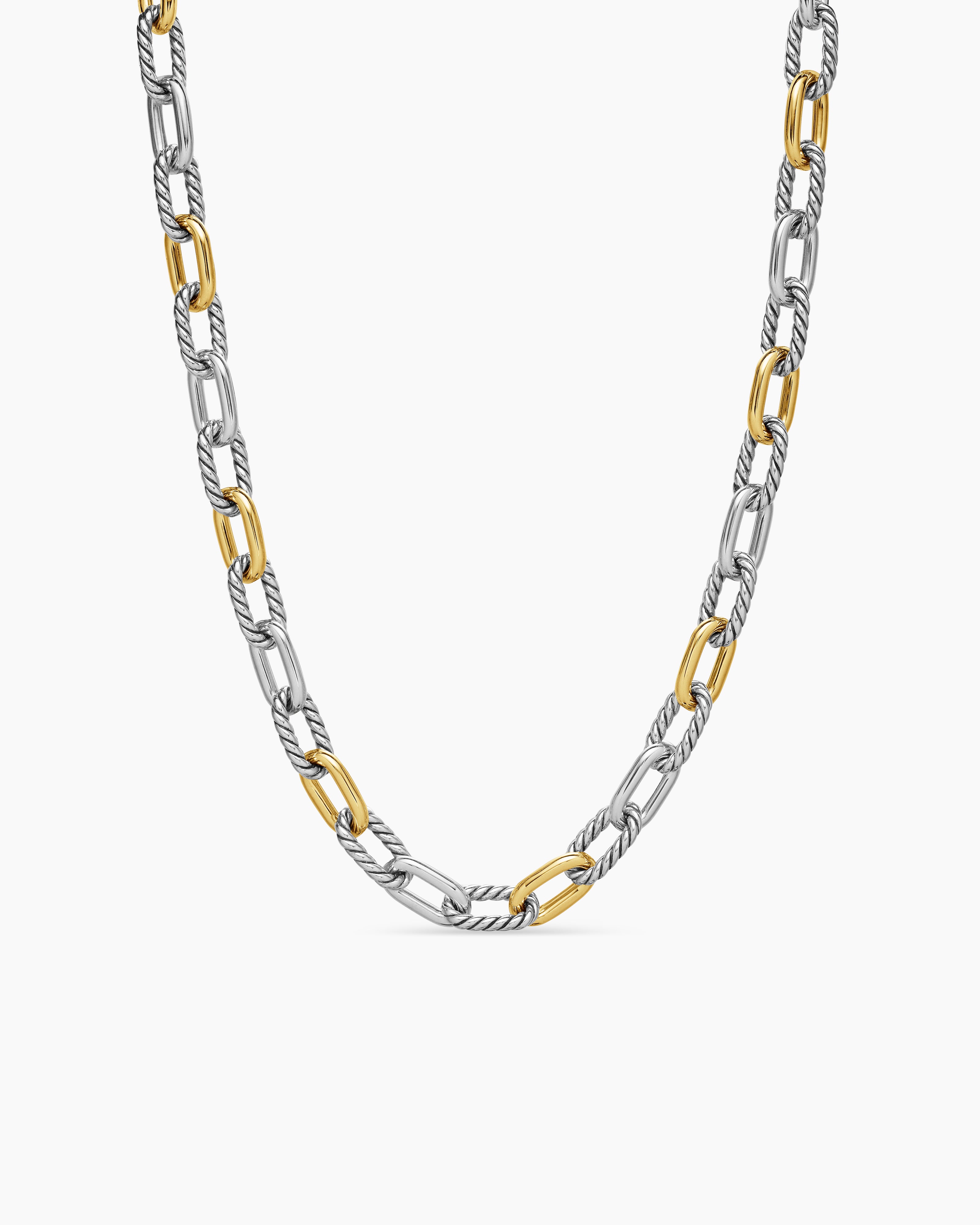 Womens DY Madison Chain Necklace in Sterling Silver with 18K Yellow Gold, 8.5mm