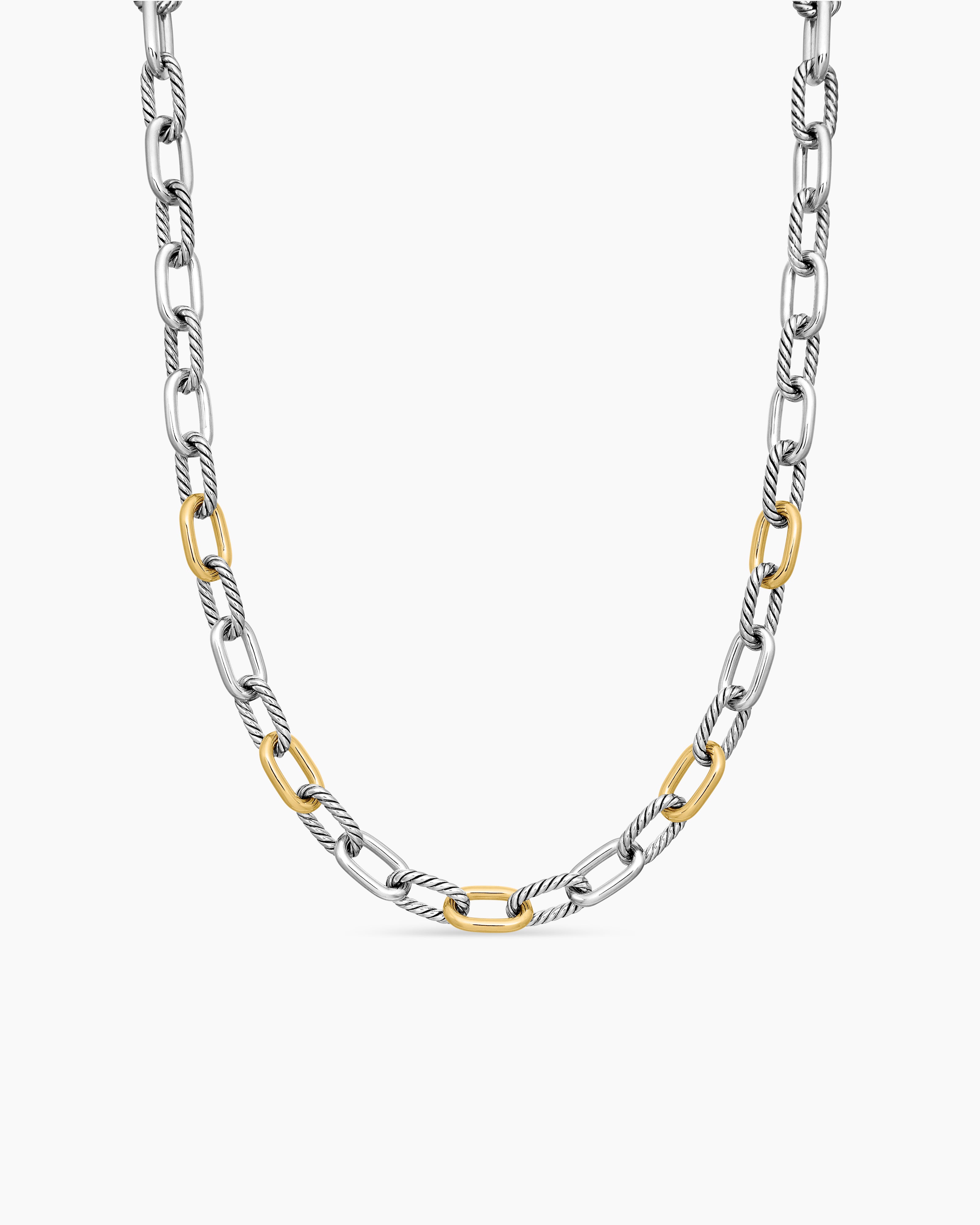 Collier cha&icirc;ne DY Madison en argent sterling avec or jaune 18 carats, 11 mm pour femmes 