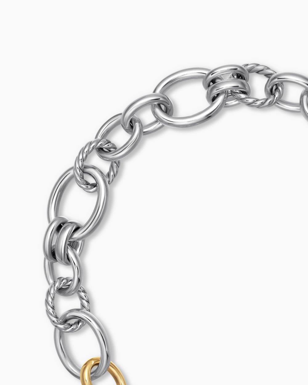 Collier chaîne DY Mercer en argent sterling avec or jaune 18 carats et diamants, 20 mm pour femmes