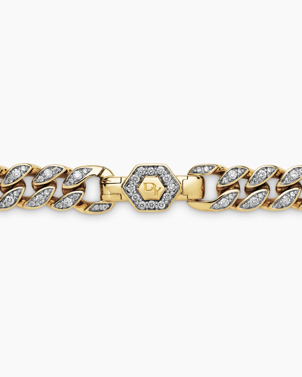 Womens Curb Chain Necklace in 18K Yellow Gold with Diamonds, 7mm