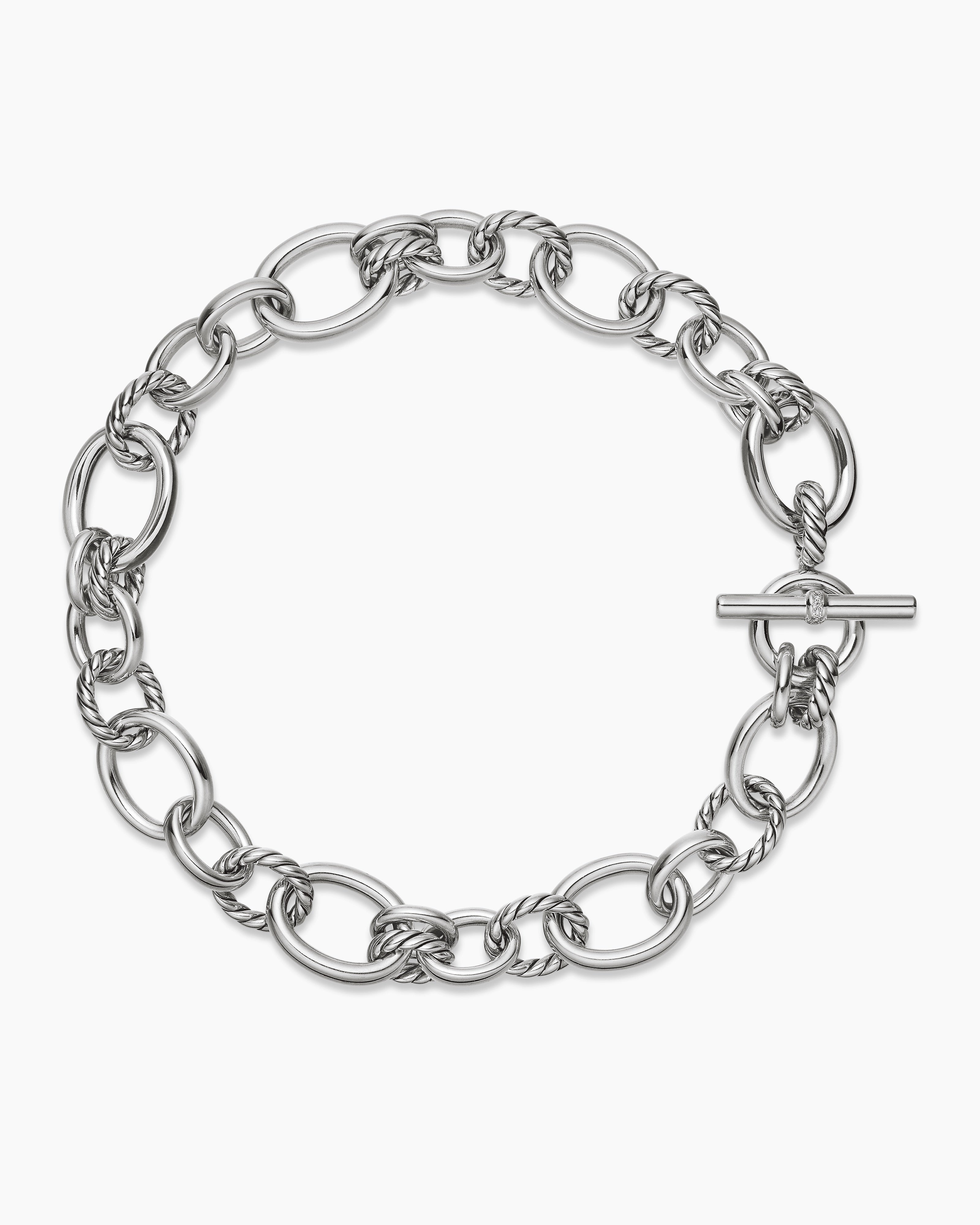 Womens DY Mercer&reg; Chain Necklace in Sterling Silver with Diamonds, 20mm