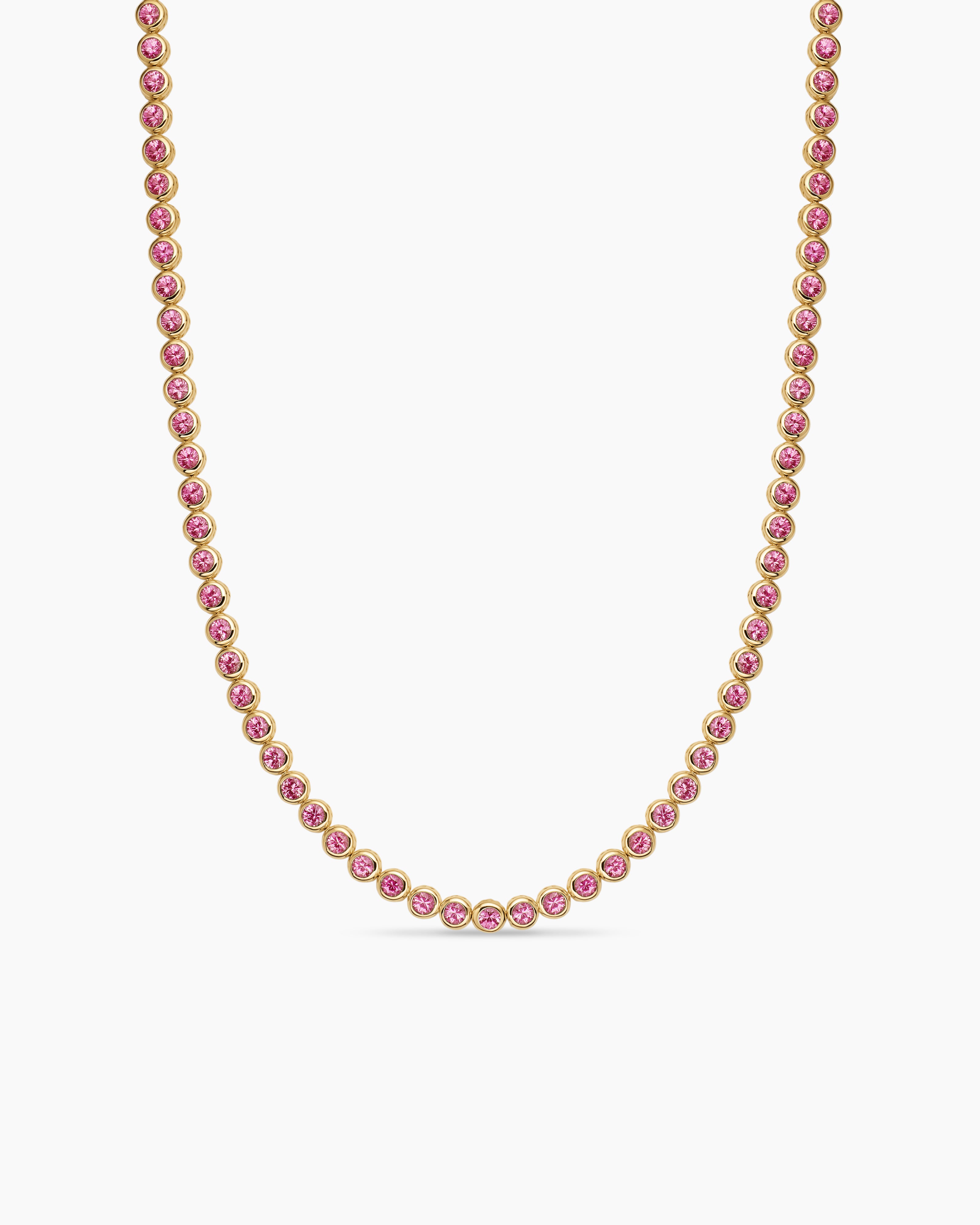 Womens Bezel Set Tennis Necklace in 18K Yellow Gold, 4.7mm