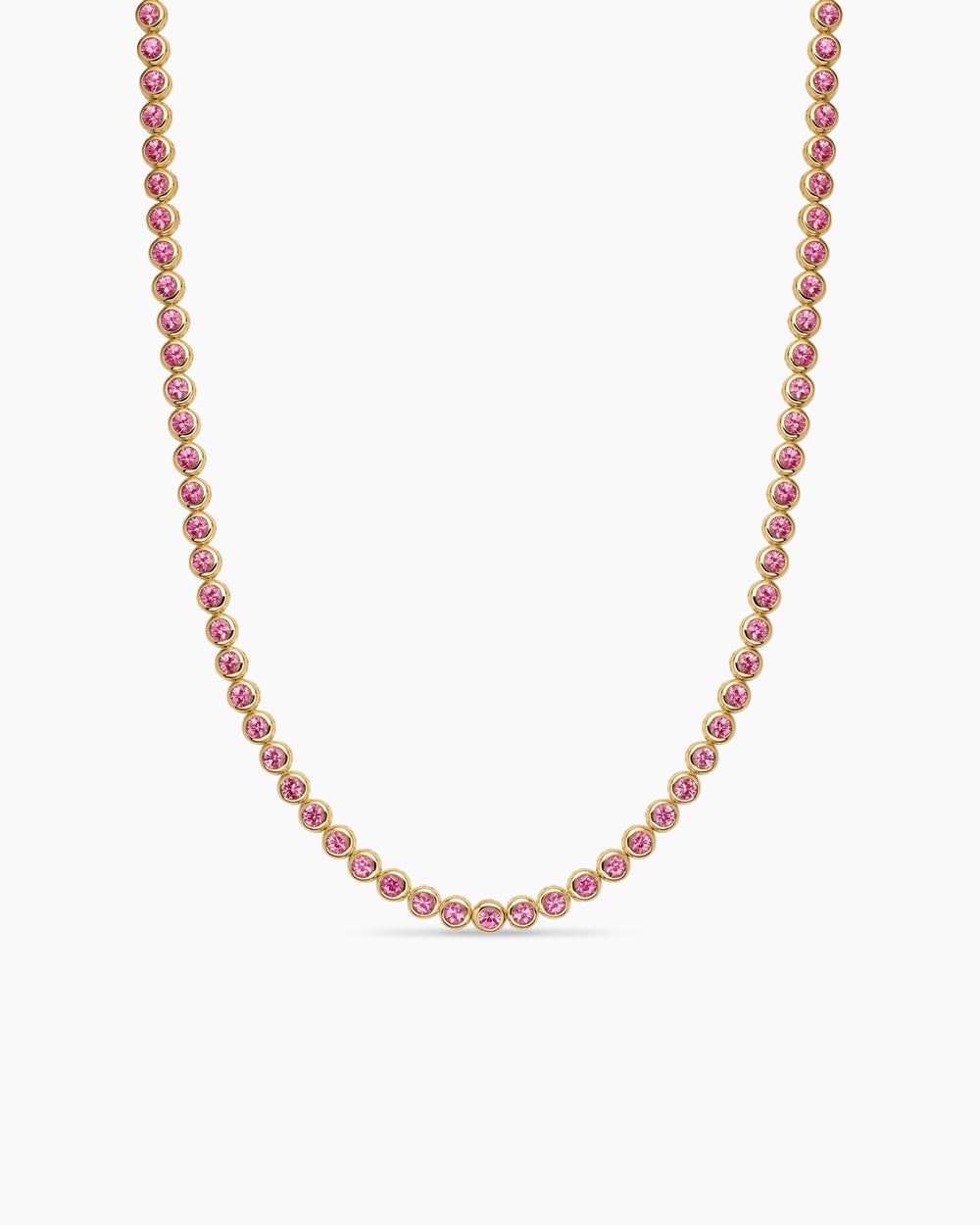 Womens Bezel Set Tennis Necklace in 18K Yellow Gold, 4.7mm