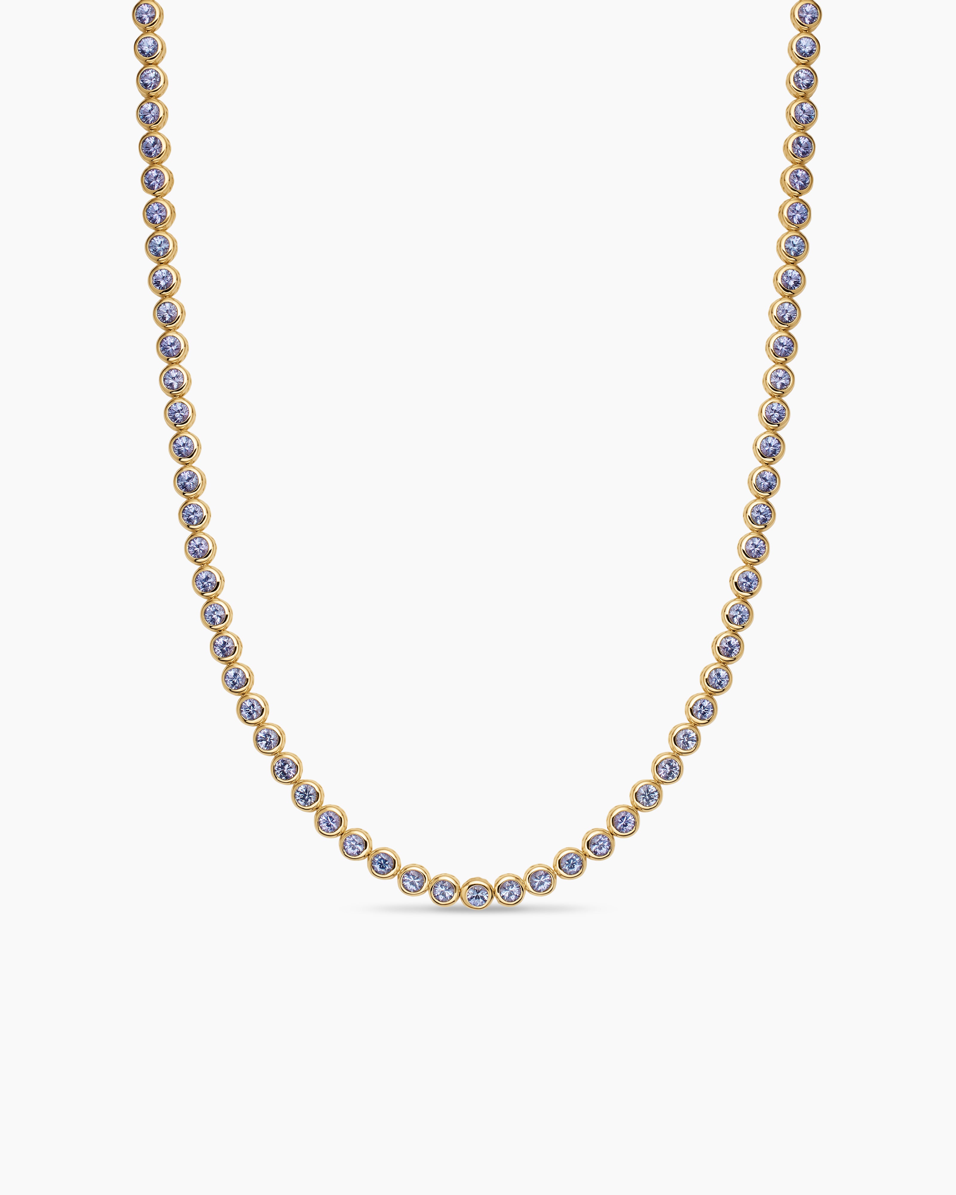 Womens Bezel Set Tennis Necklace in 18K Yellow Gold, 4.7mm