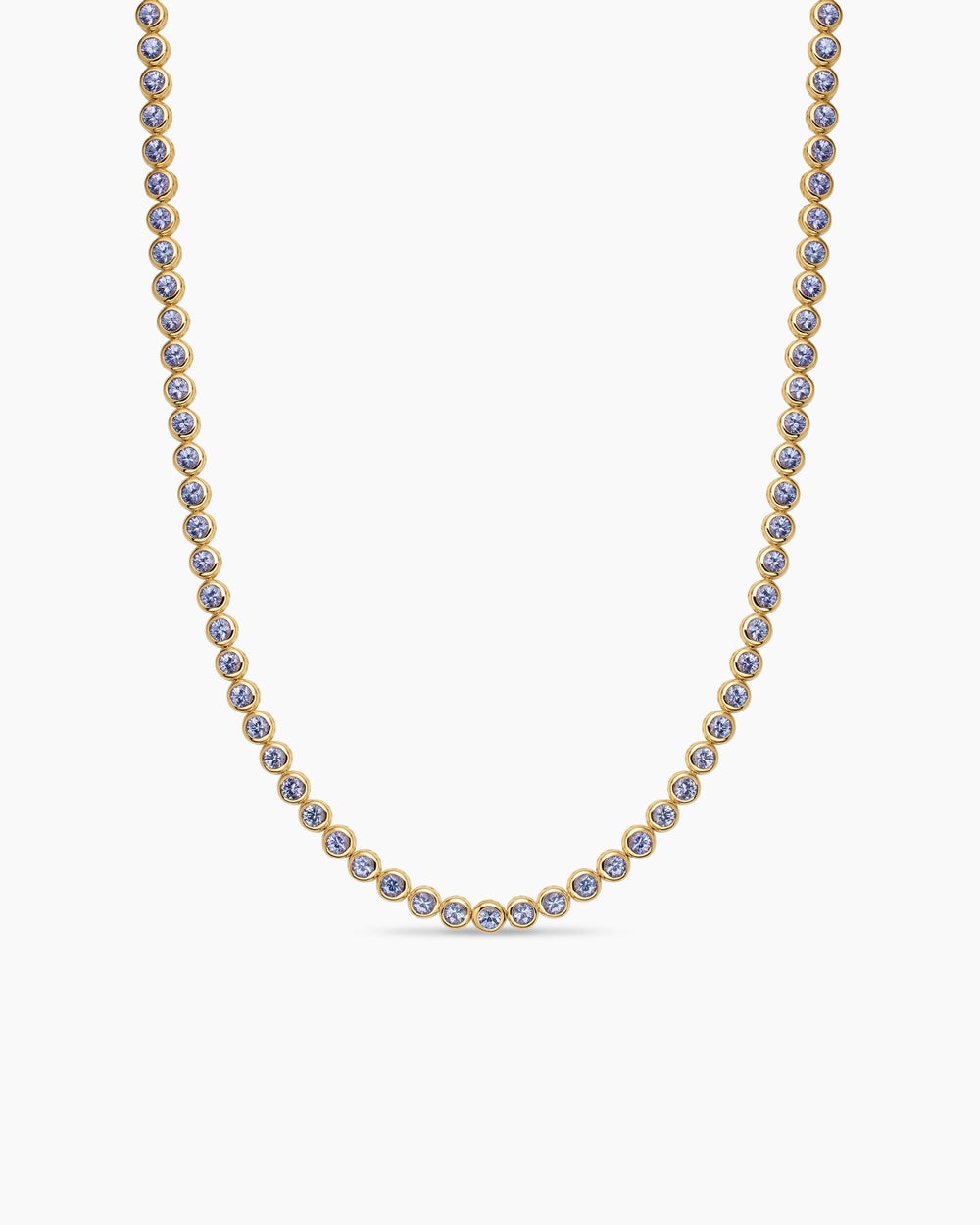 Womens Bezel Set Tennis Necklace in 18K Yellow Gold, 4.7mm