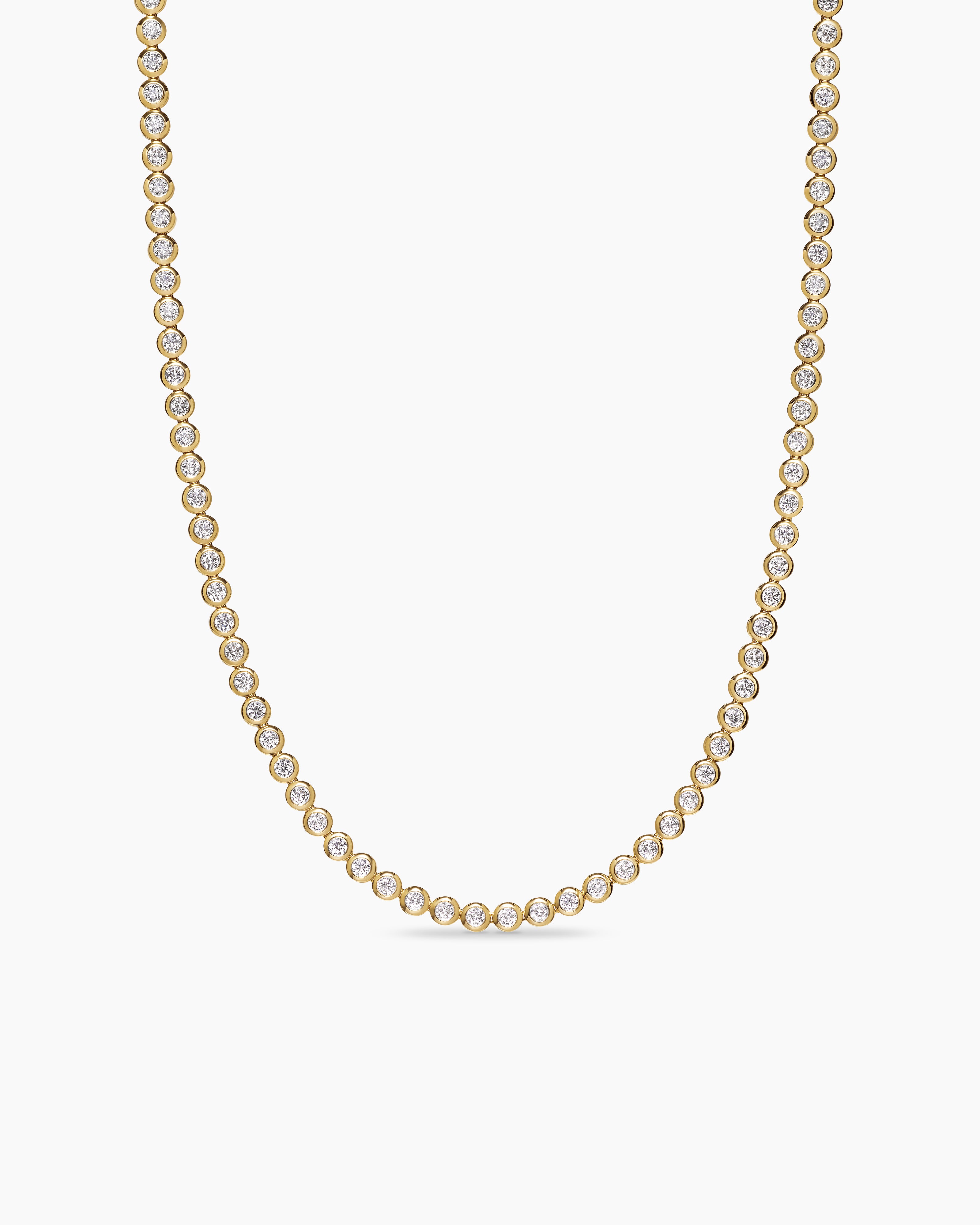 Womens Bezel Set Tennis Necklace in 18K Yellow Gold with Diamonds, 4.7mm