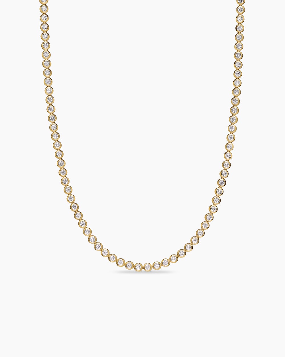 Womens Bezel Set Tennis Necklace in 18K Yellow Gold with Diamonds, 4.7mm